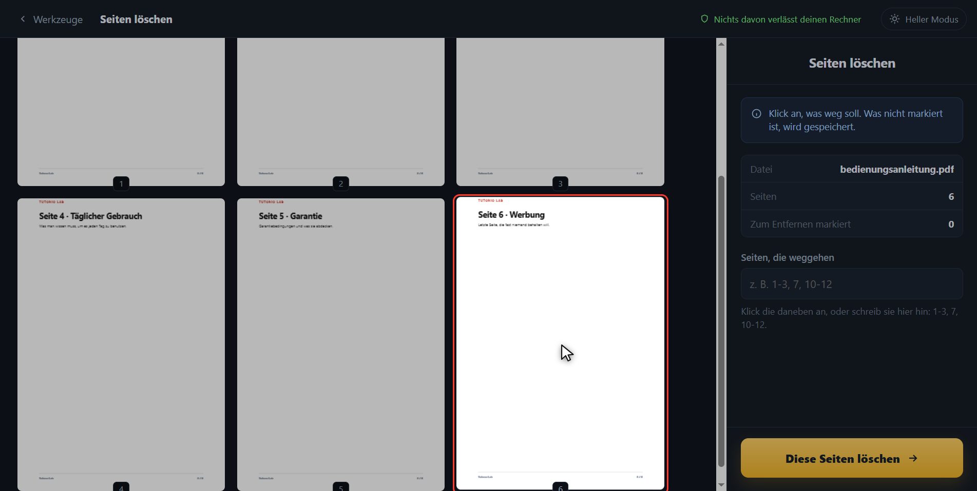 Klick die an, die weg sollen — Wie man Seiten aus einem PDF löscht
