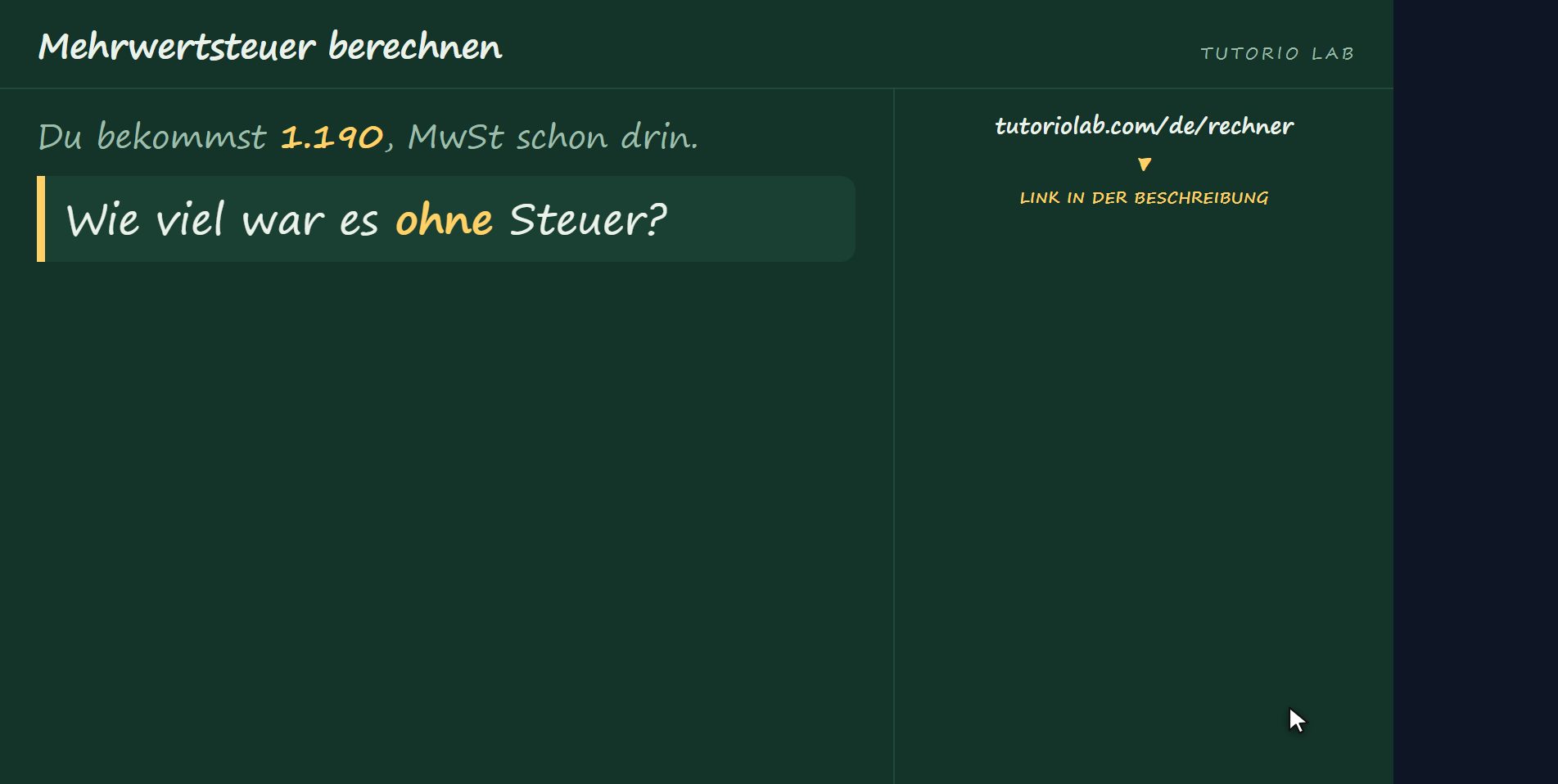 Jetzt andersherum — Mehrwertsteuer berechnen