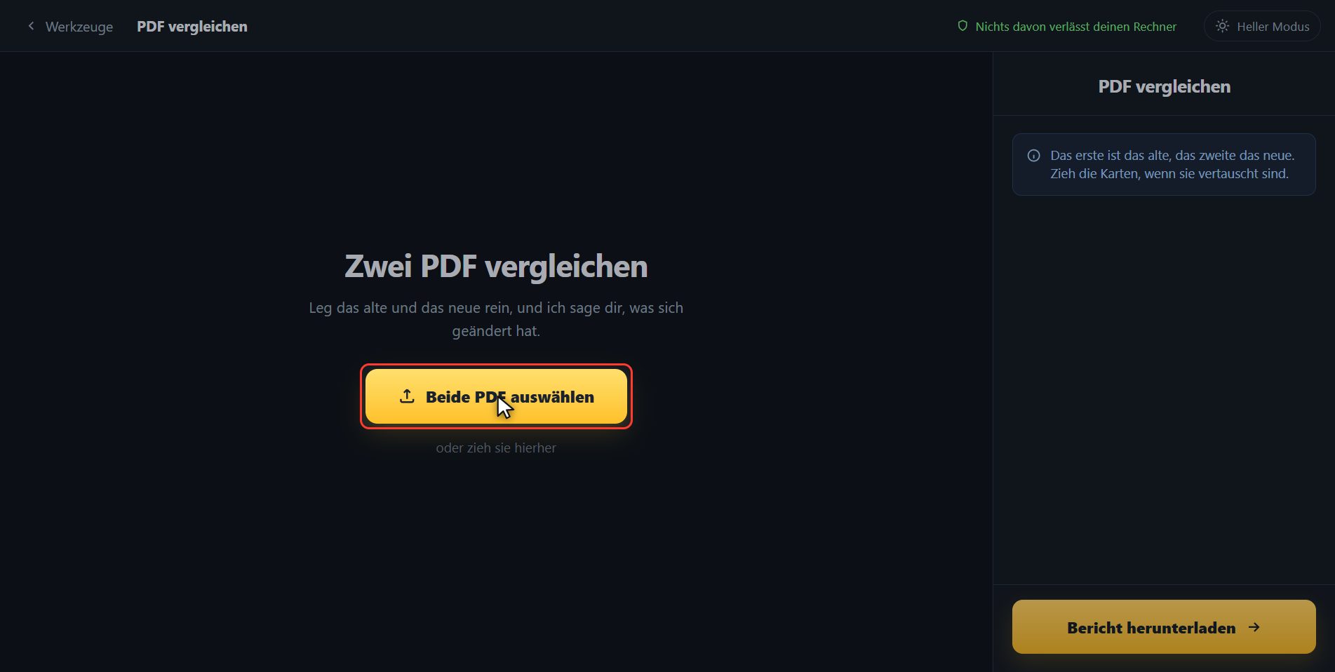 Beide PDF hineinlegen — Wie man zwei PDF vergleicht und sieht, was sich geändert hat