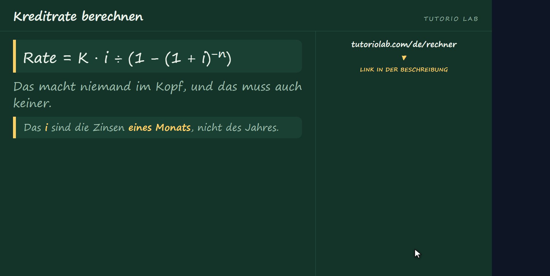 Woher sie kommt — Kreditrate berechnen