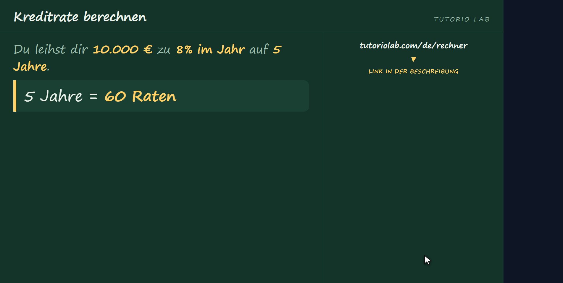 Das Beispiel — Kreditrate berechnen