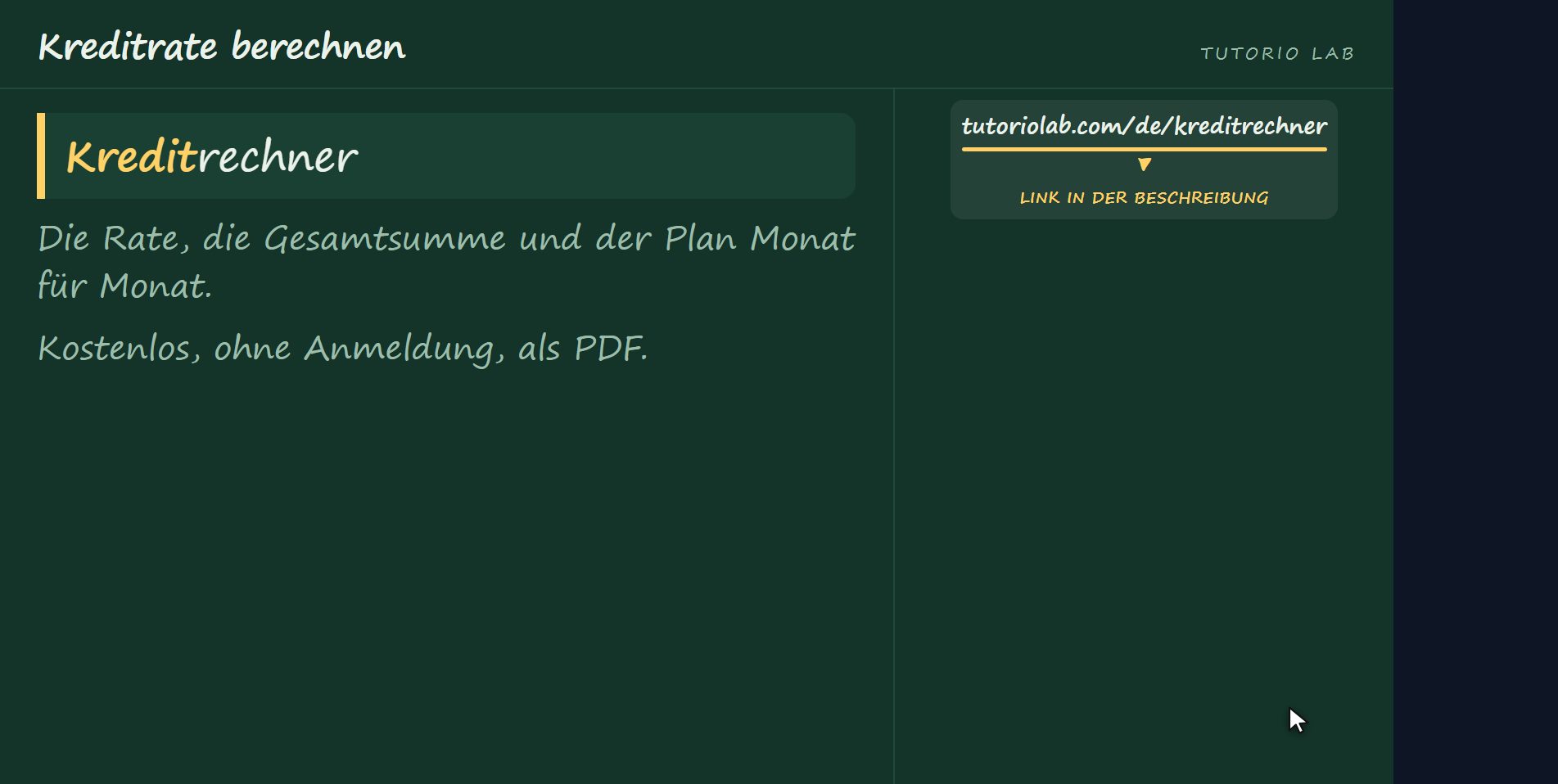 Die Website rechnet es — Kreditrate berechnen