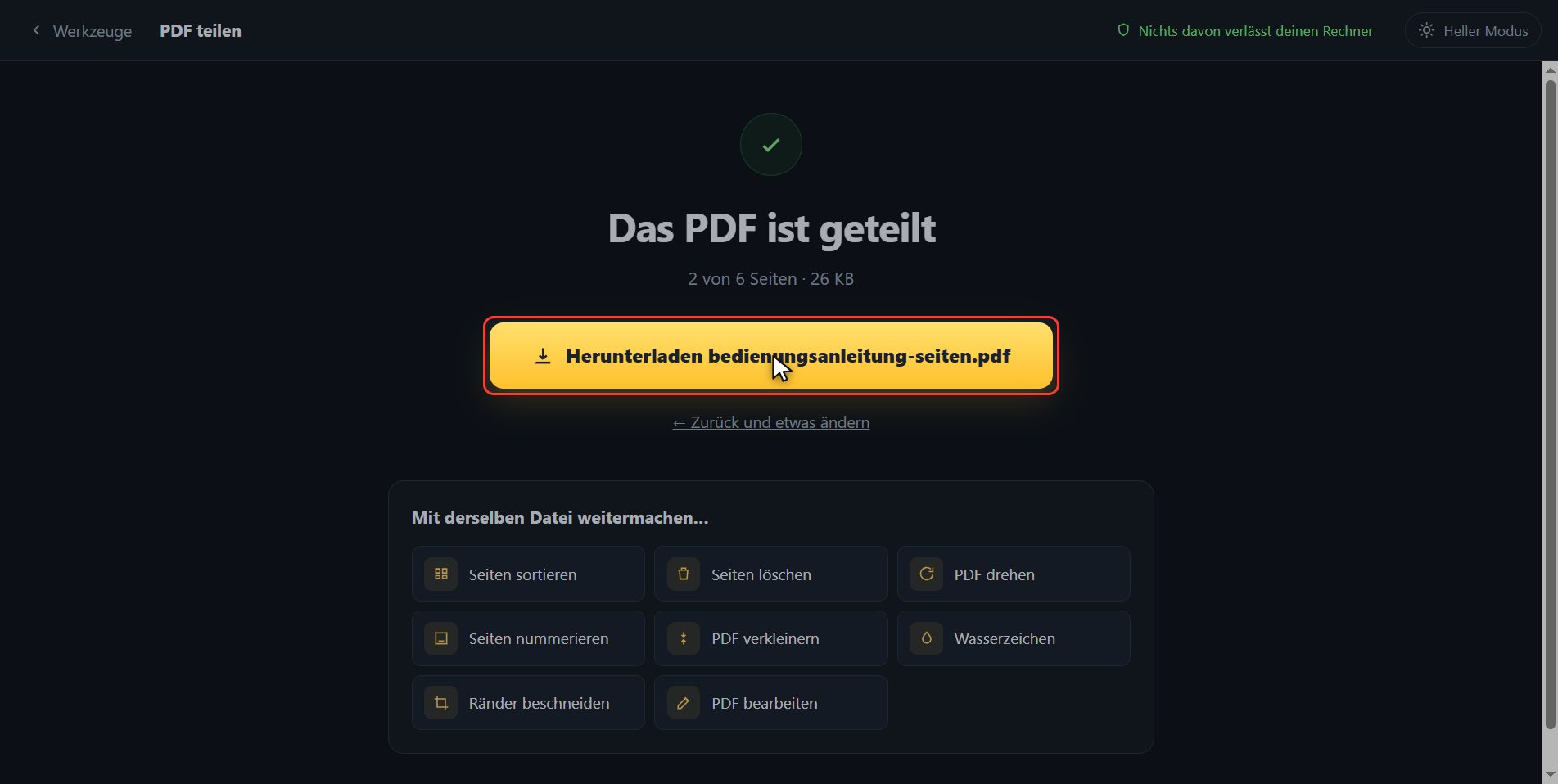 Da ist es — Wie man ein PDF teilt und nur die Seiten behält, die man braucht