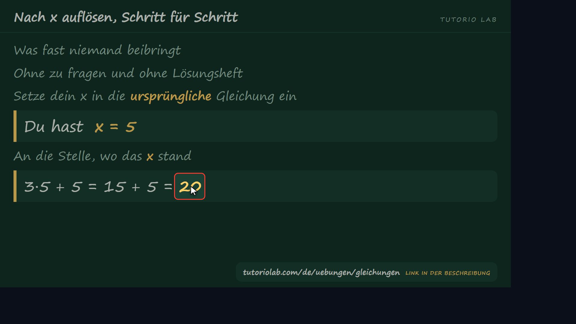 Selbst nachprüfen — Nach x auflösen, Schritt für Schritt