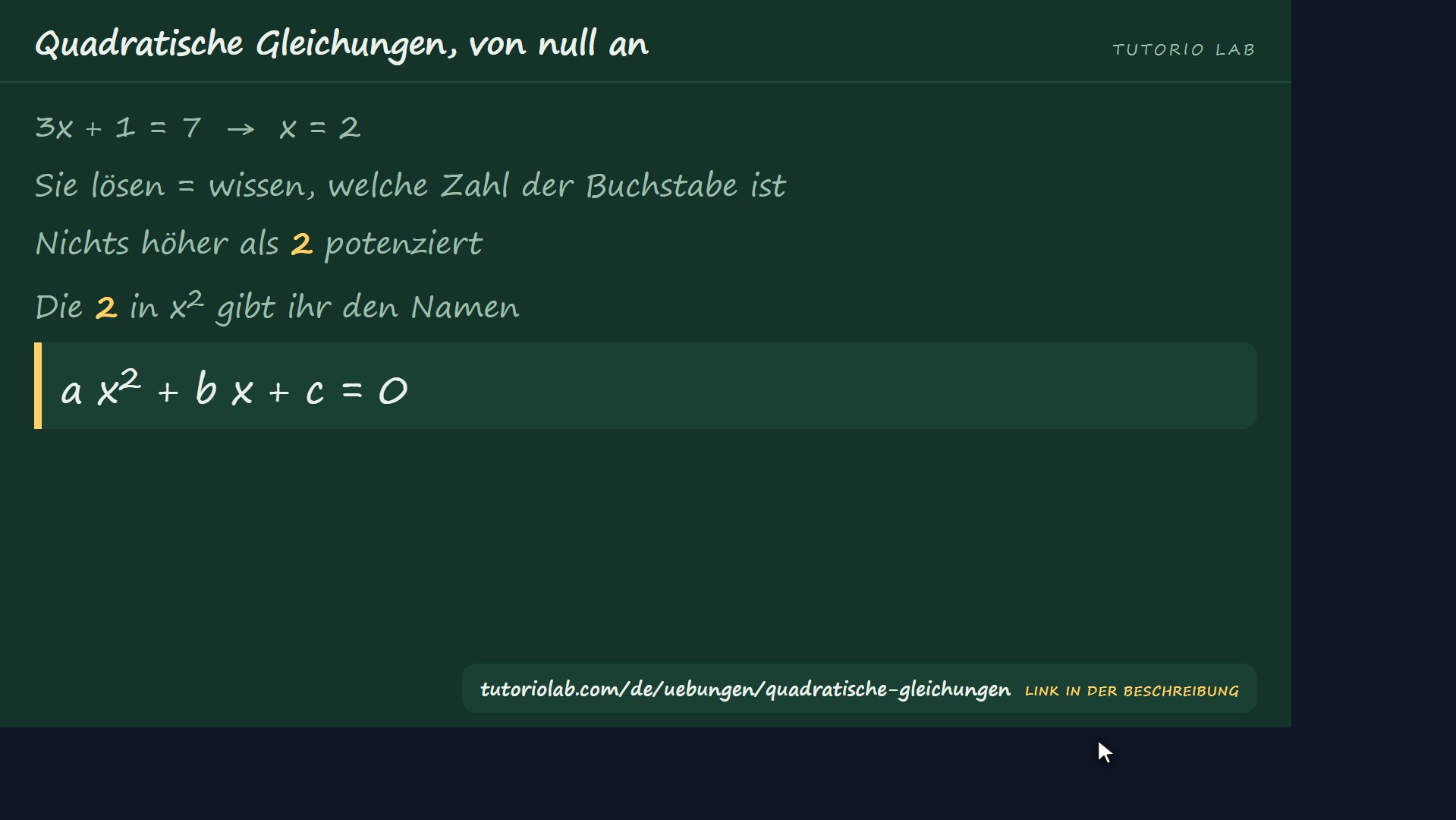 Was eine quadratische Gleichung ist — Quadratische Gleichungen, von null an