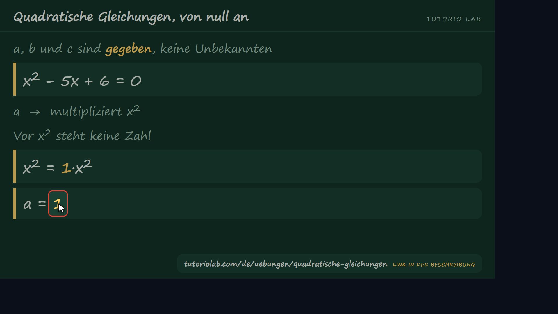 Wer a, b und c sind — Quadratische Gleichungen, von null an