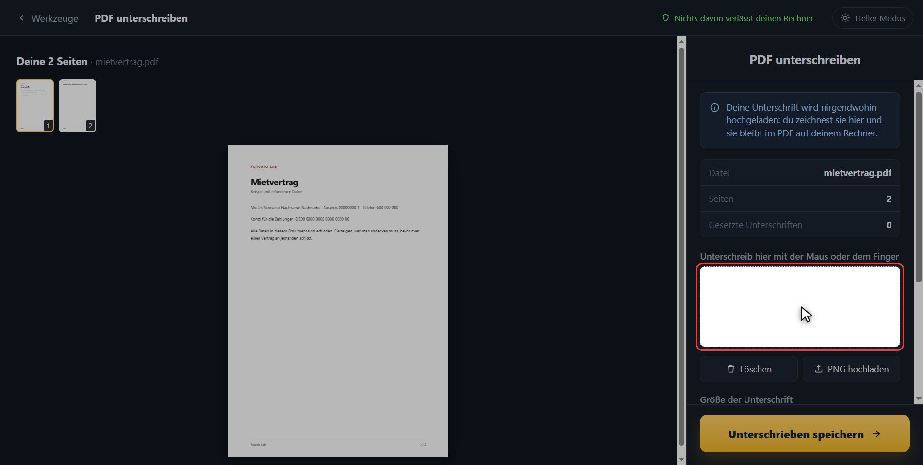 Unterschrift zeichnen — Wie man ein PDF unterschreibt