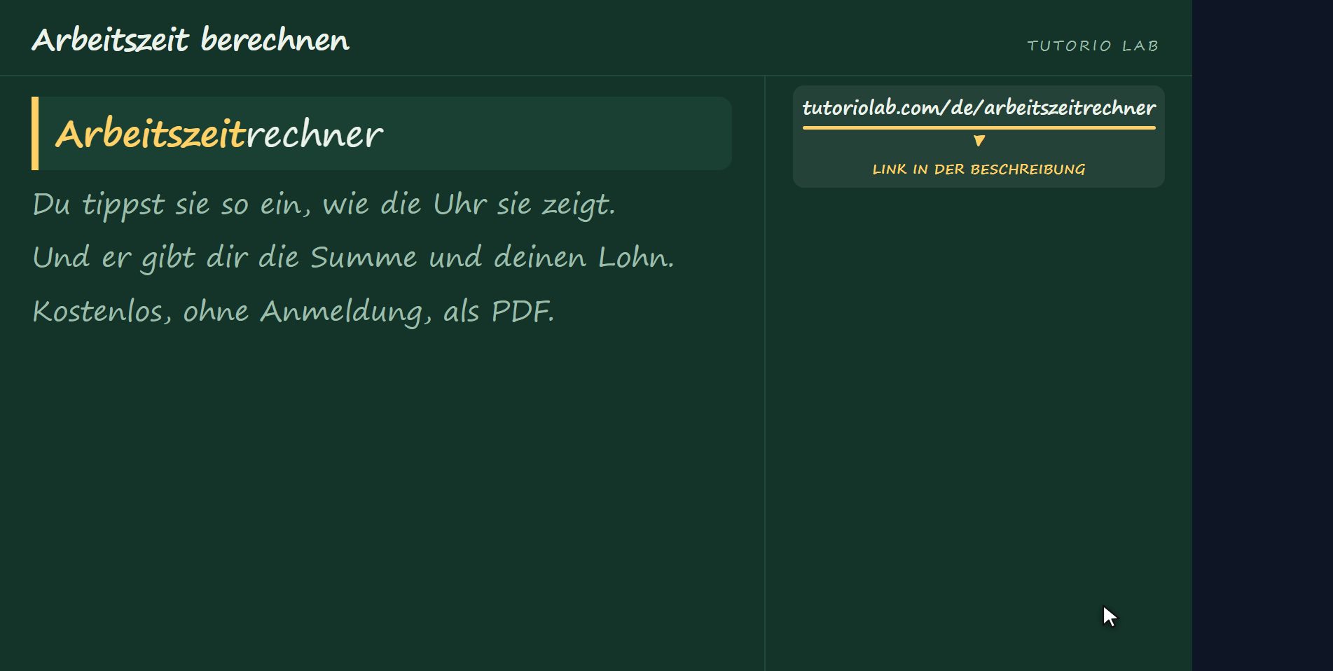Die Website rechnet es — Arbeitszeit berechnen