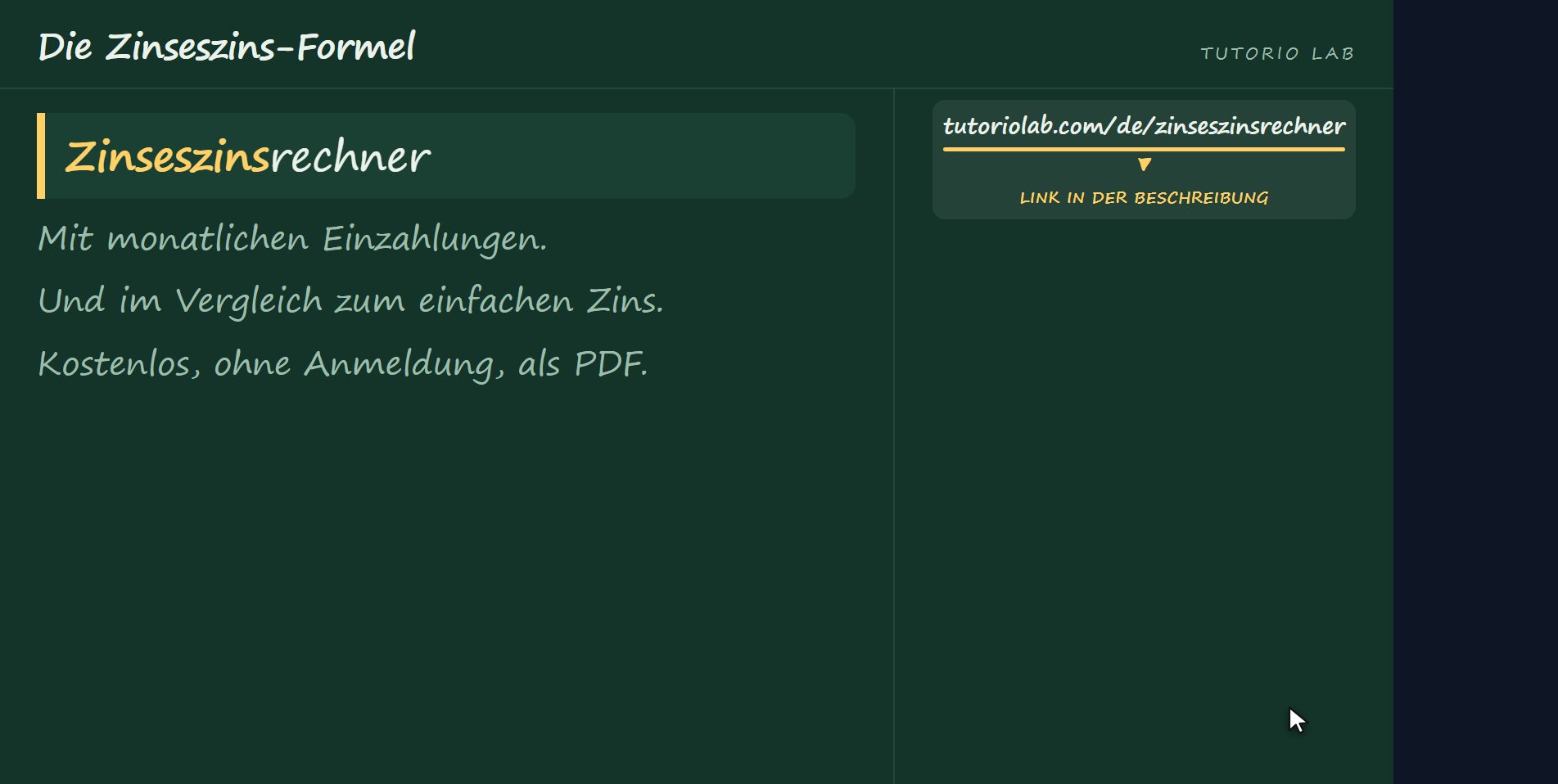 Die Website rechnet es für dich — Die Zinseszins-Formel