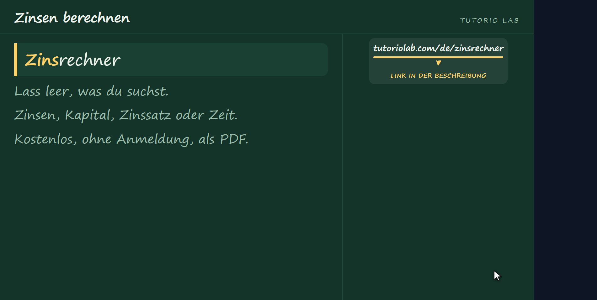 Die Website rechnet es — Zinsen berechnen