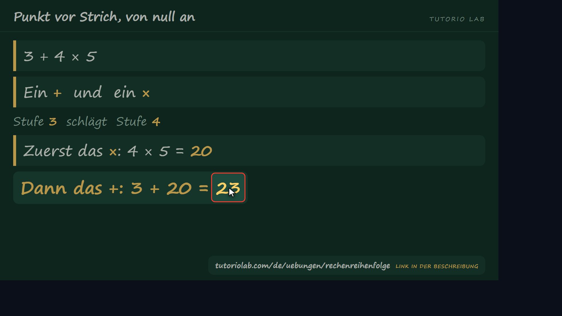 Warum × vor + kommt — Punkt vor Strich, von null an