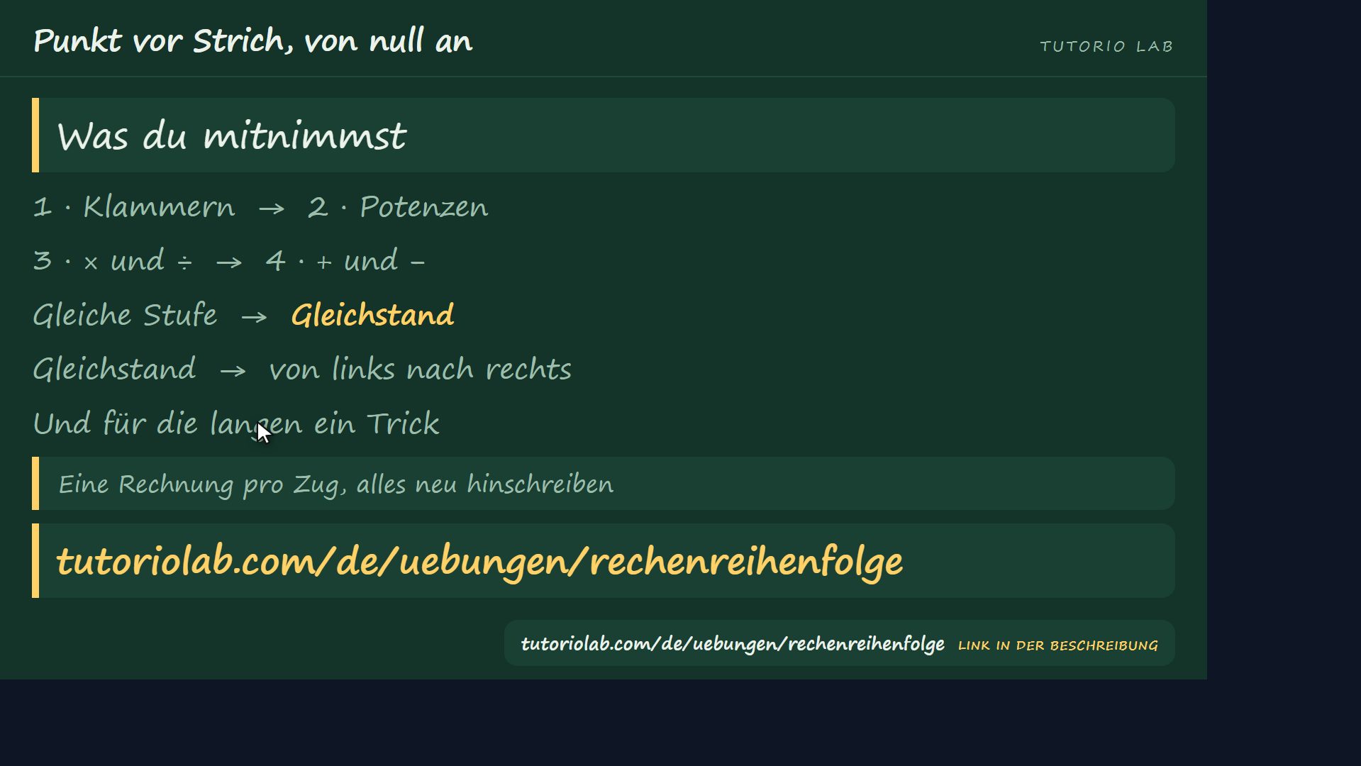 Was du mitnimmst — Punkt vor Strich, von null an