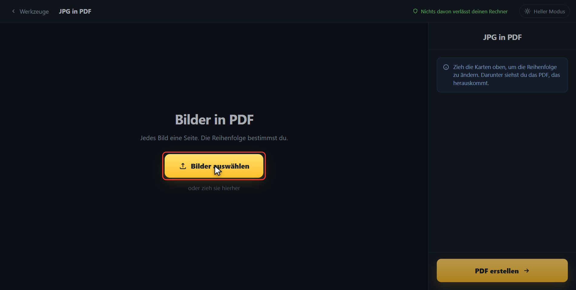 Fotos hineinlegen — Wie man Fotos in ein PDF umwandelt