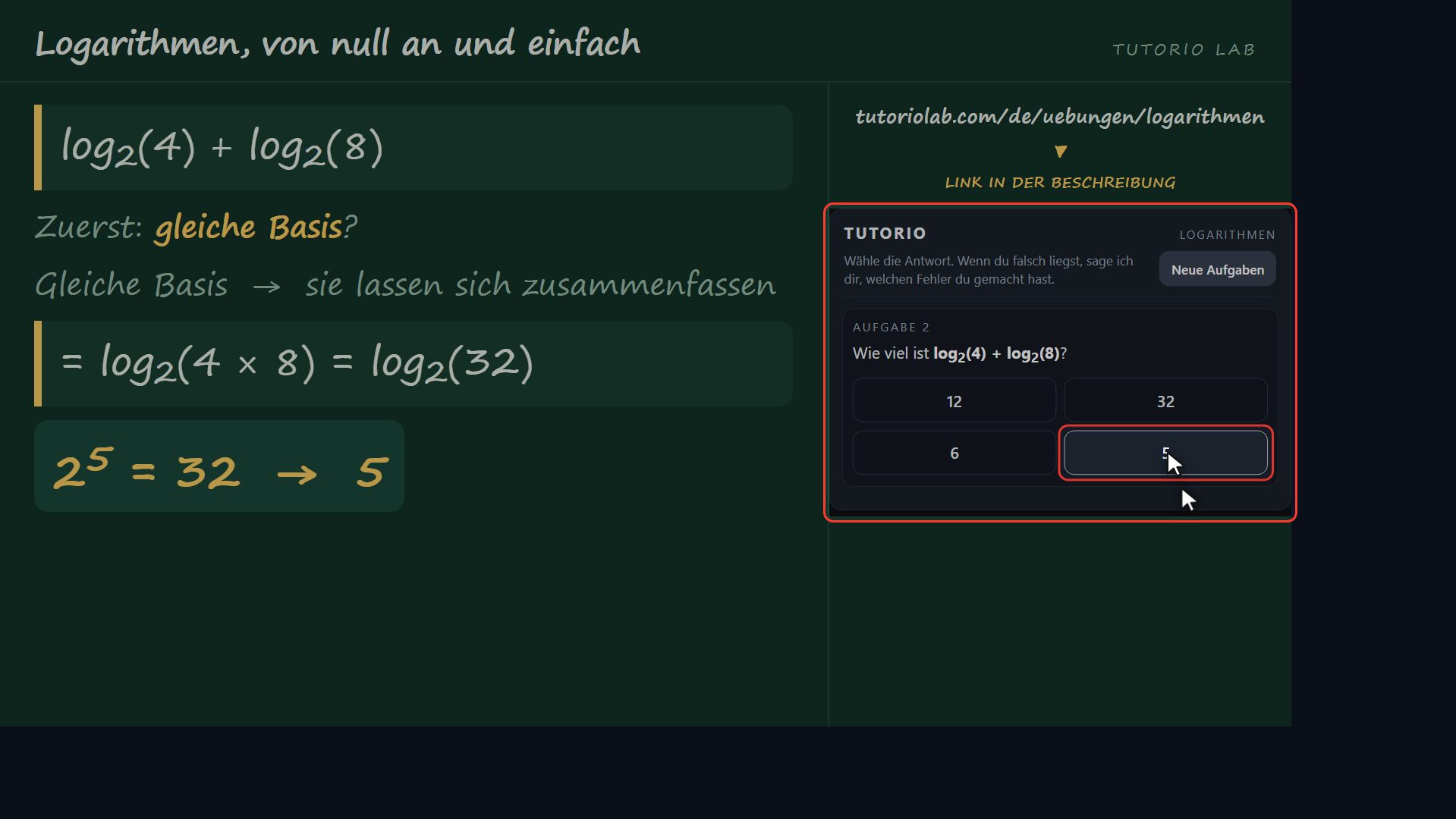 Übung 2, Schritt für Schritt — Logarithmen, von null an und einfach