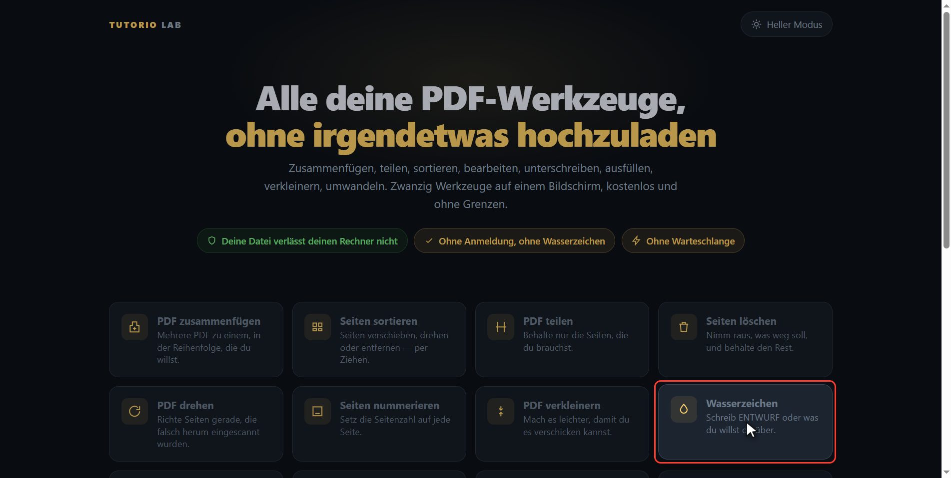 "Wasserzeichen" anklicken — Wie man ein Wasserzeichen in ein PDF einfügt