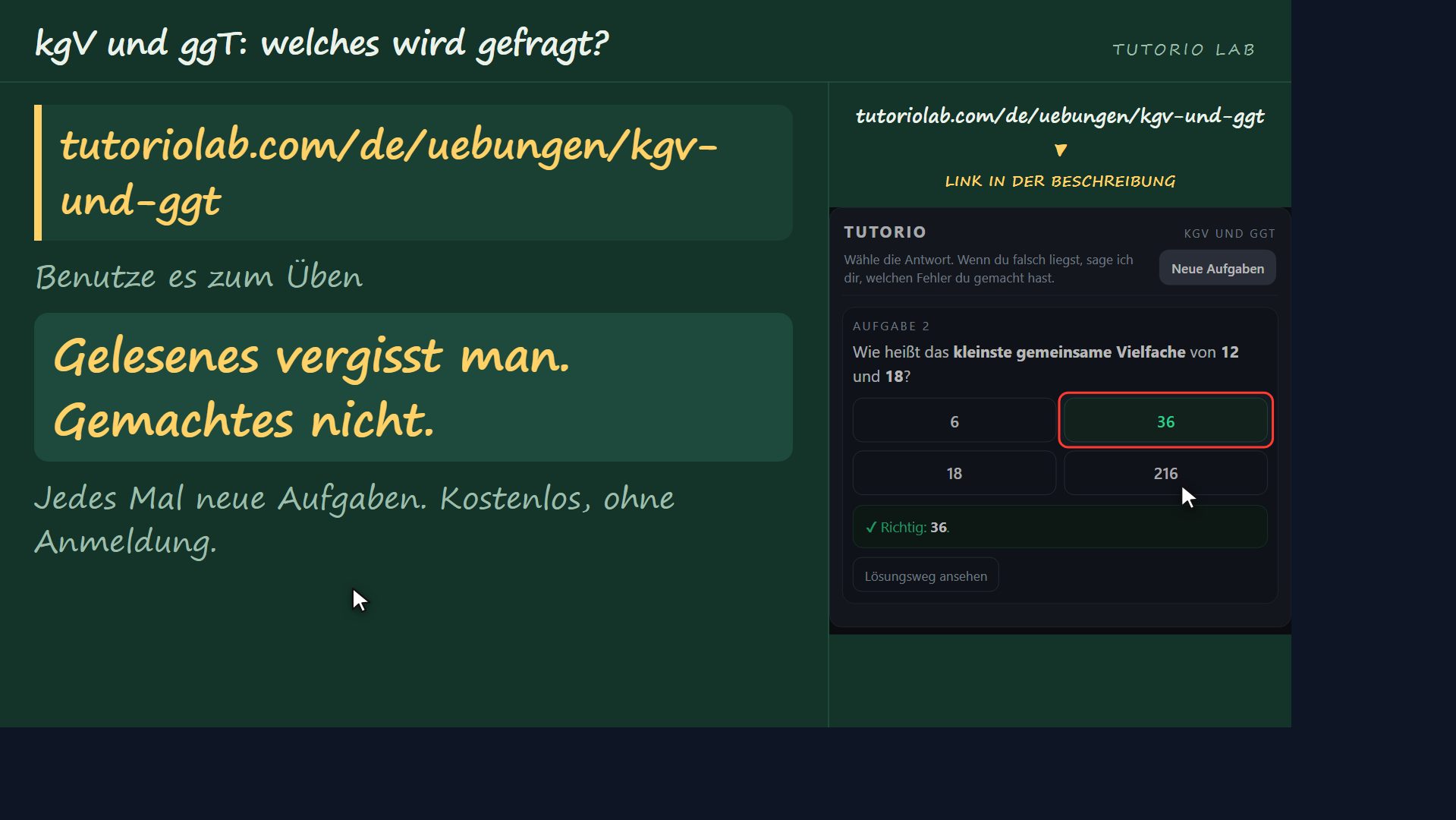 Selbst üben — kgV und ggT: welches wird gefragt?