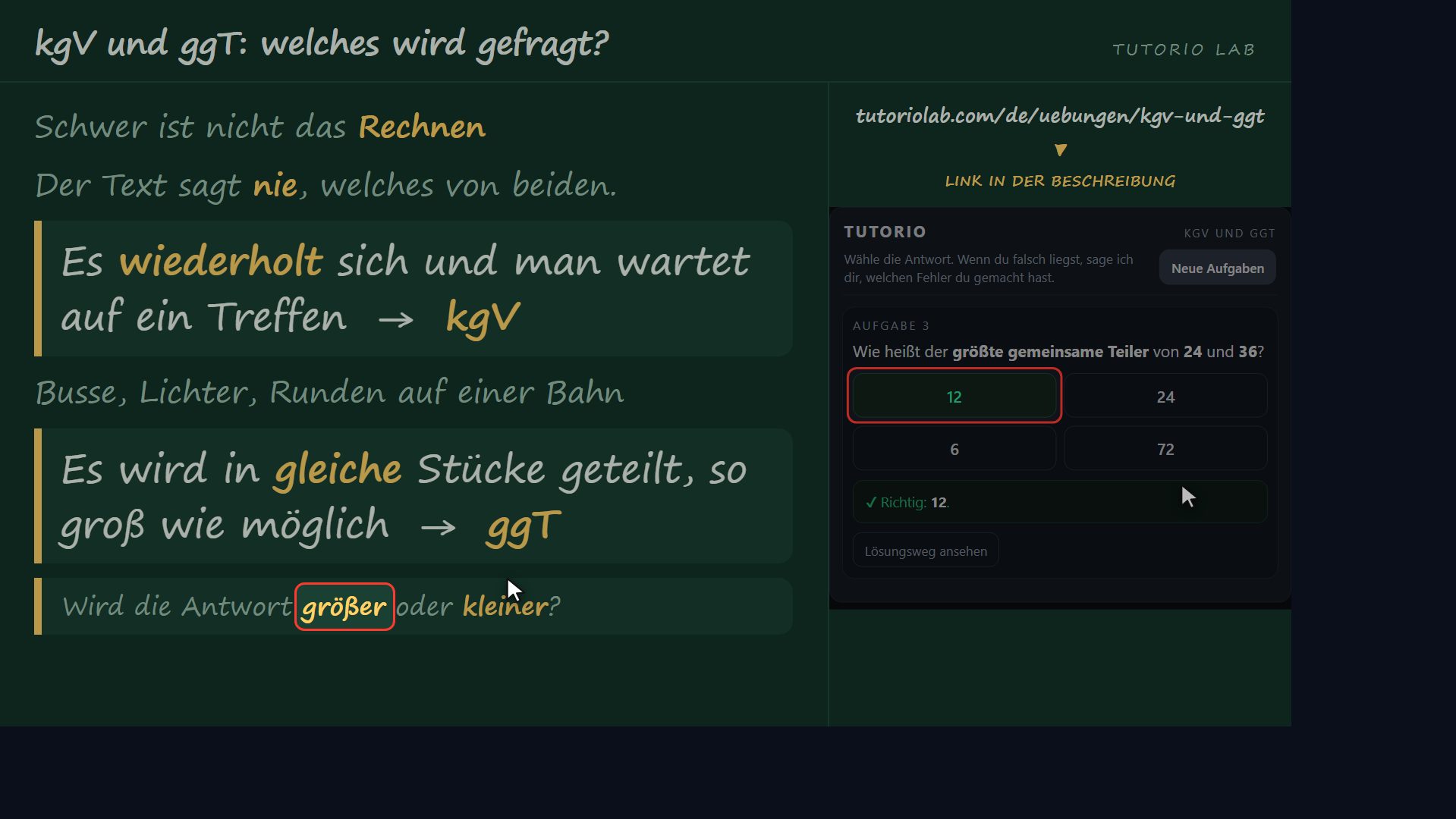 Welches wird gefragt? — kgV und ggT: welches wird gefragt?