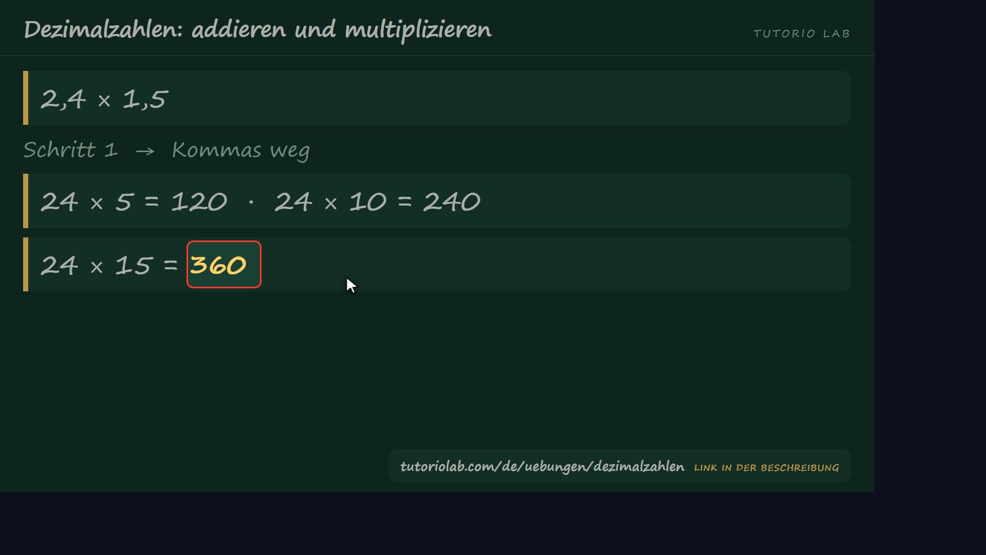 Die Multiplikation, Schritt für Schritt — Dezimalzahlen: addieren und multiplizieren