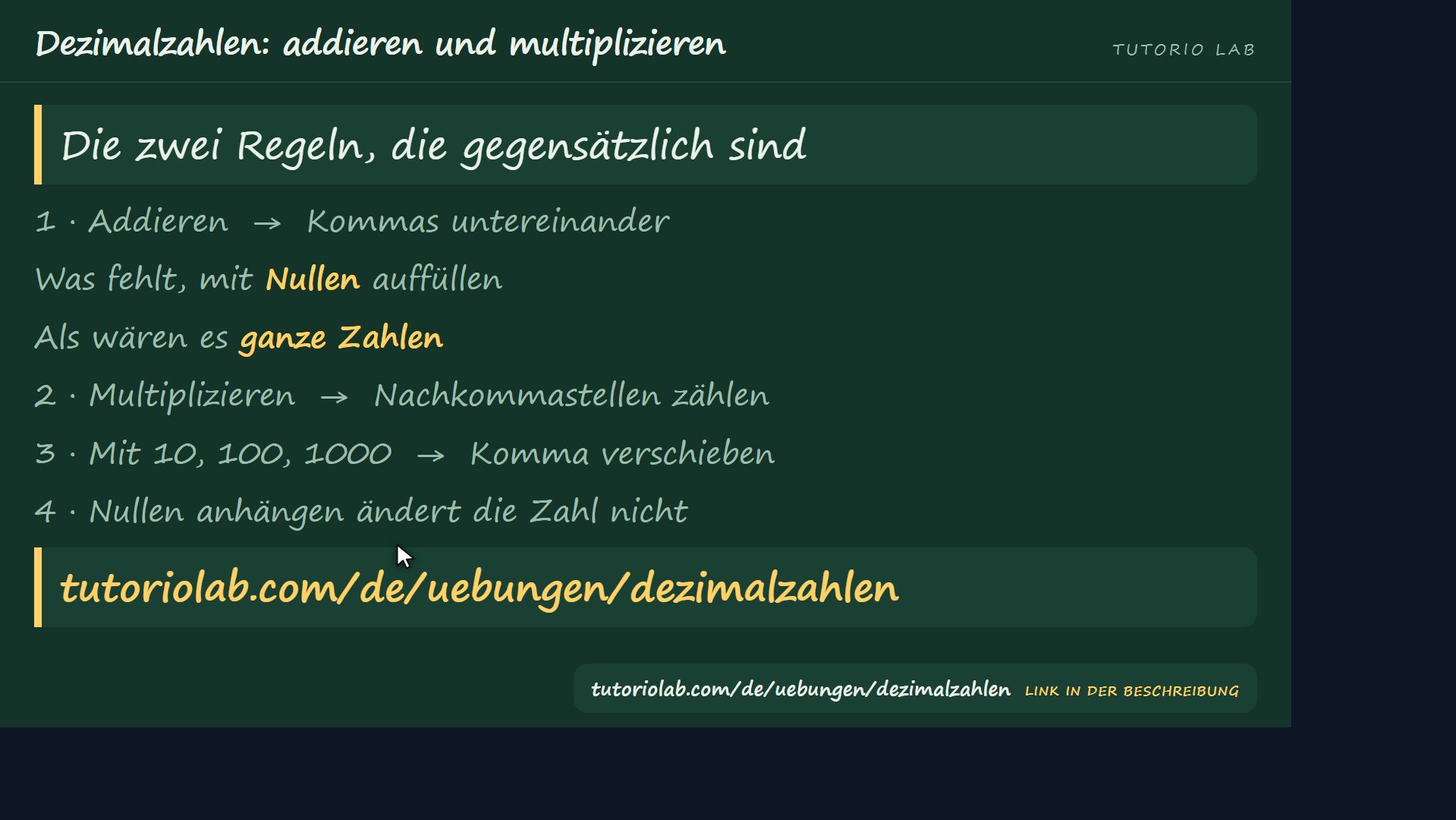 Die zwei Regeln — Dezimalzahlen: addieren und multiplizieren