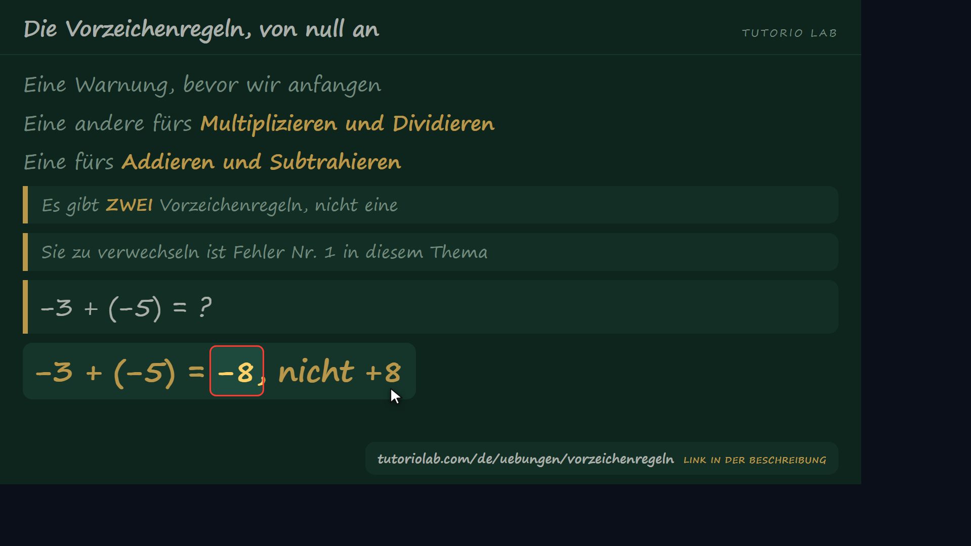Es sind ZWEI Regeln, nicht eine — Die Vorzeichenregeln, von null an