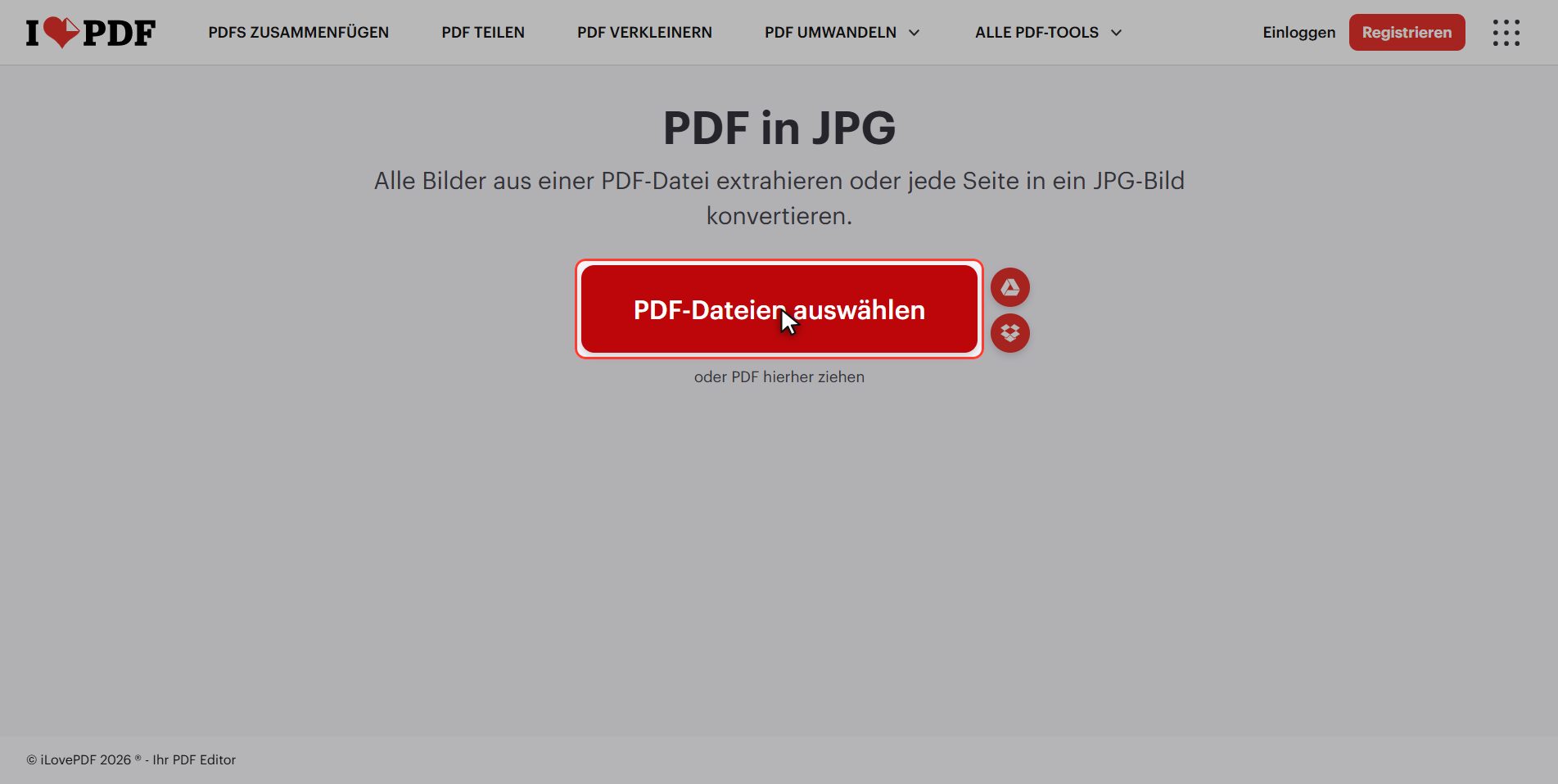 Lade dein PDF hoch — Ein PDF in Bilder umwandeln