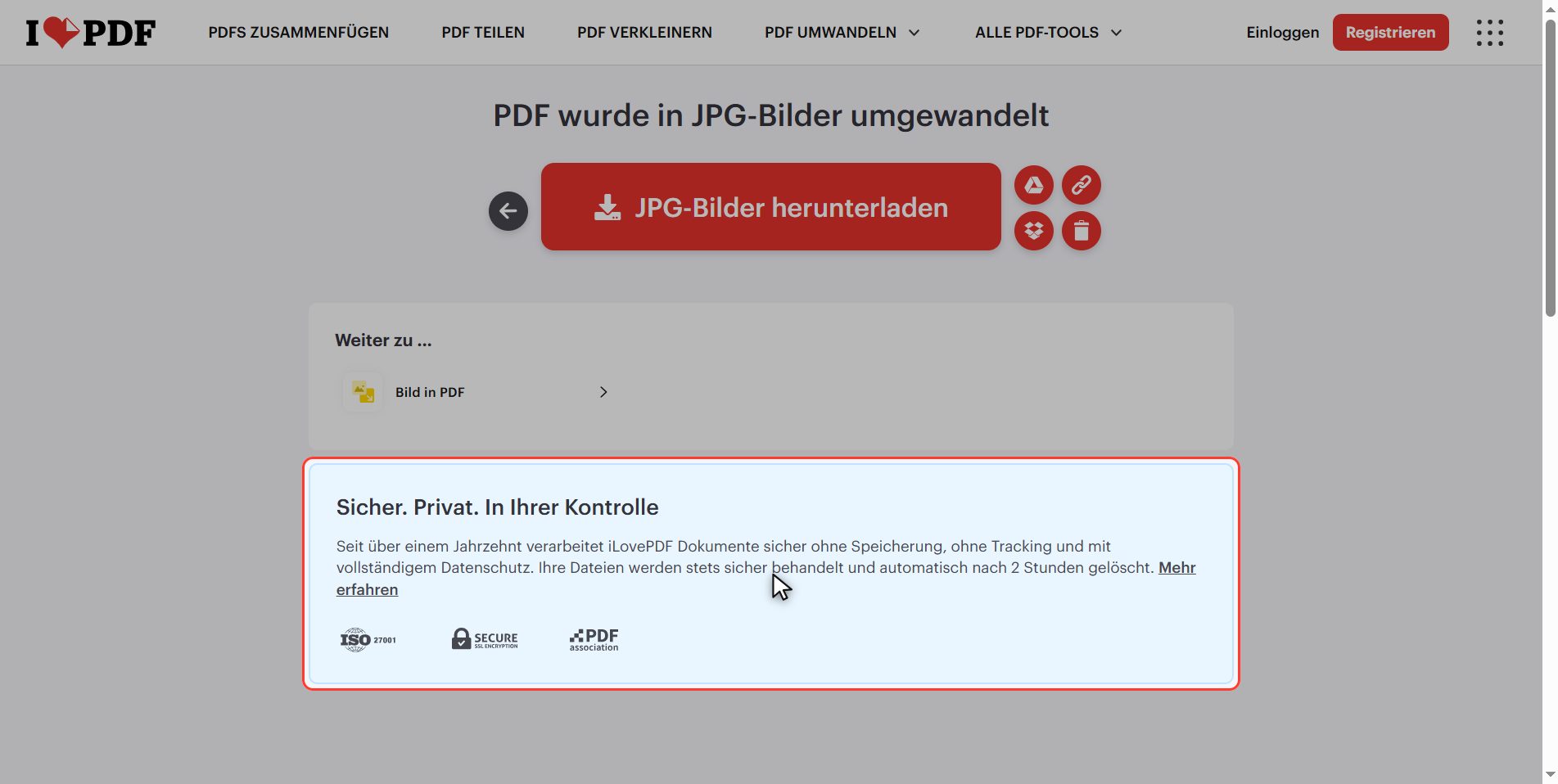 Was mit deinen Dateien passiert — Ein PDF in Bilder umwandeln