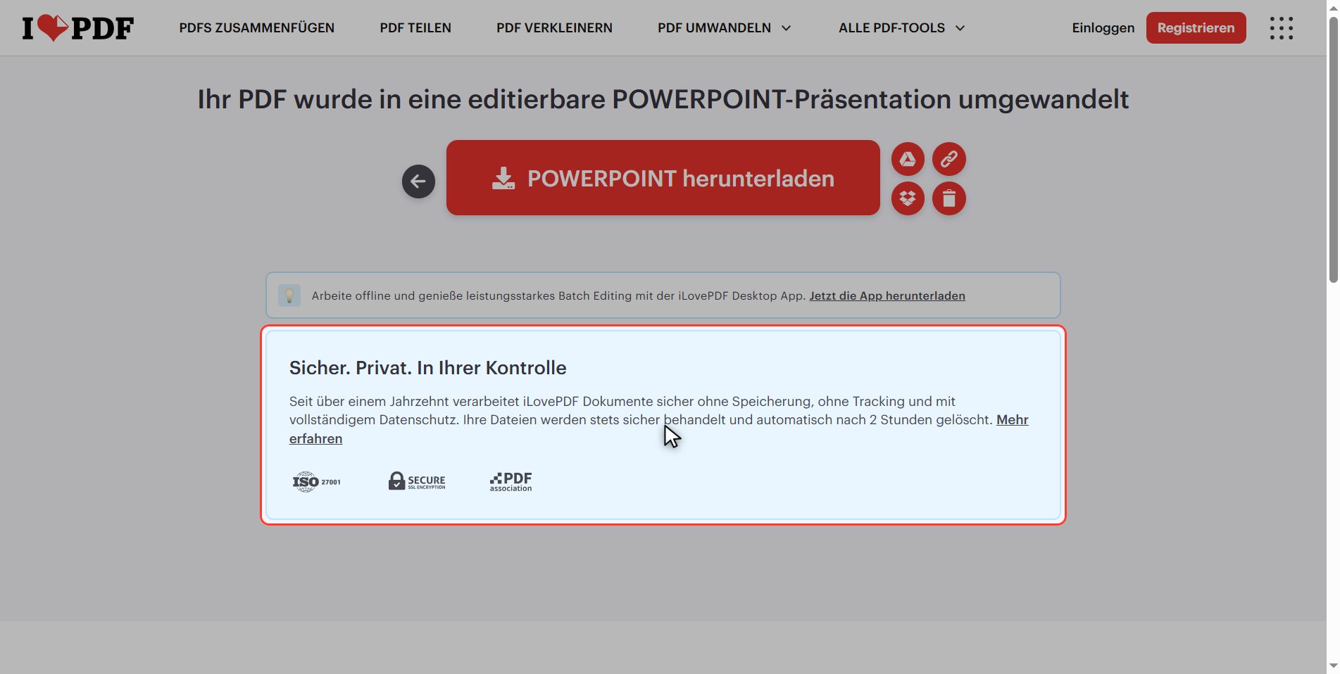 Was mit deinen Dateien passiert — PDF in PowerPoint umwandeln