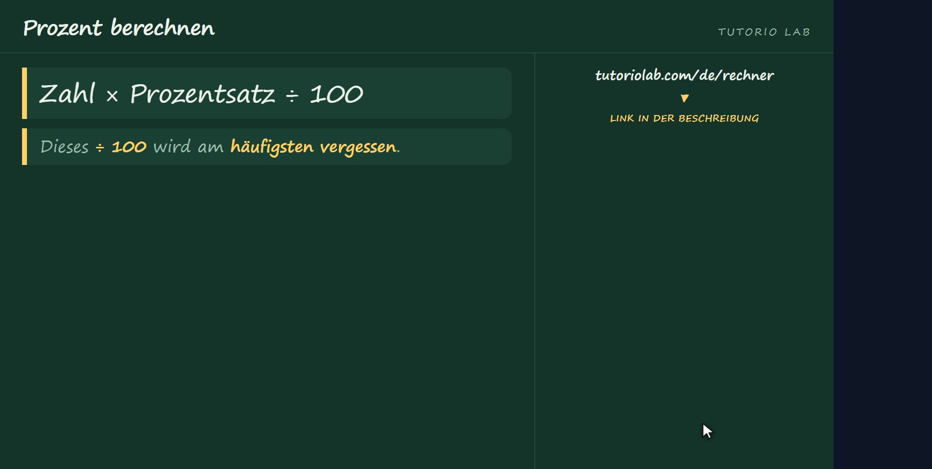 Die Formel — Prozent berechnen