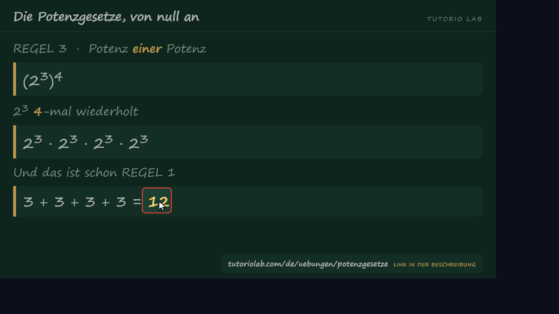Potenz einer Potenz: multiplizieren — Die Potenzgesetze, von null an
