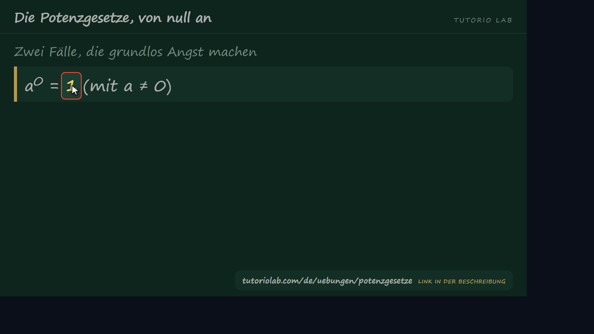 Exponent null und negativ — Die Potenzgesetze, von null an
