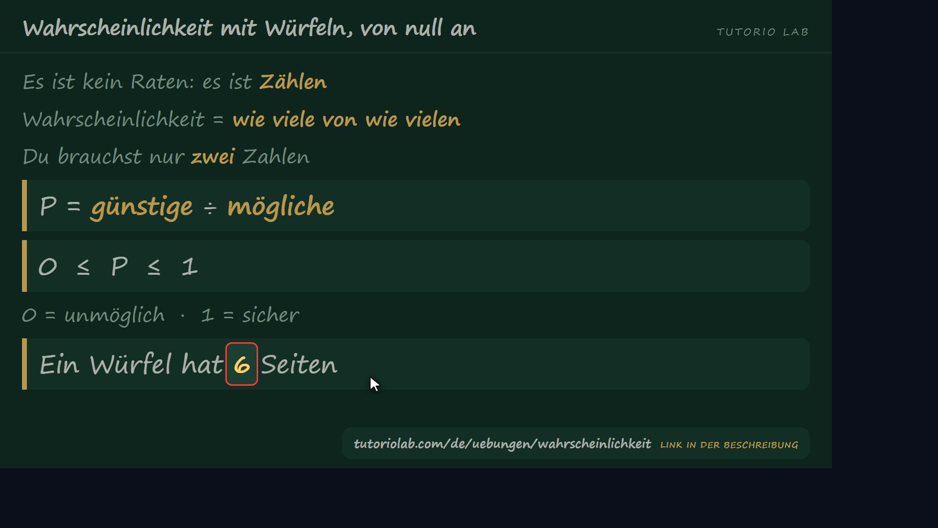 Was Wahrscheinlichkeit ist — Wahrscheinlichkeit mit Würfeln, von null an