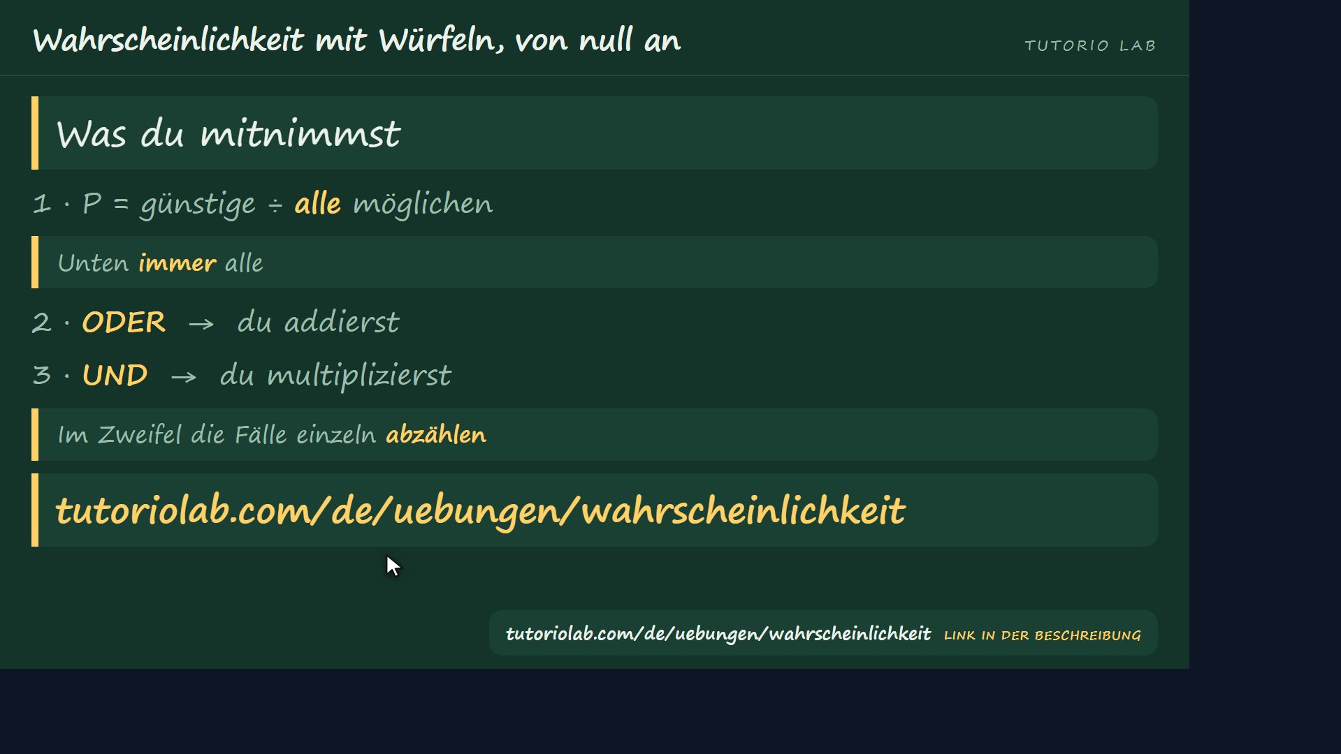 Was du mitnimmst — Wahrscheinlichkeit mit Würfeln, von null an