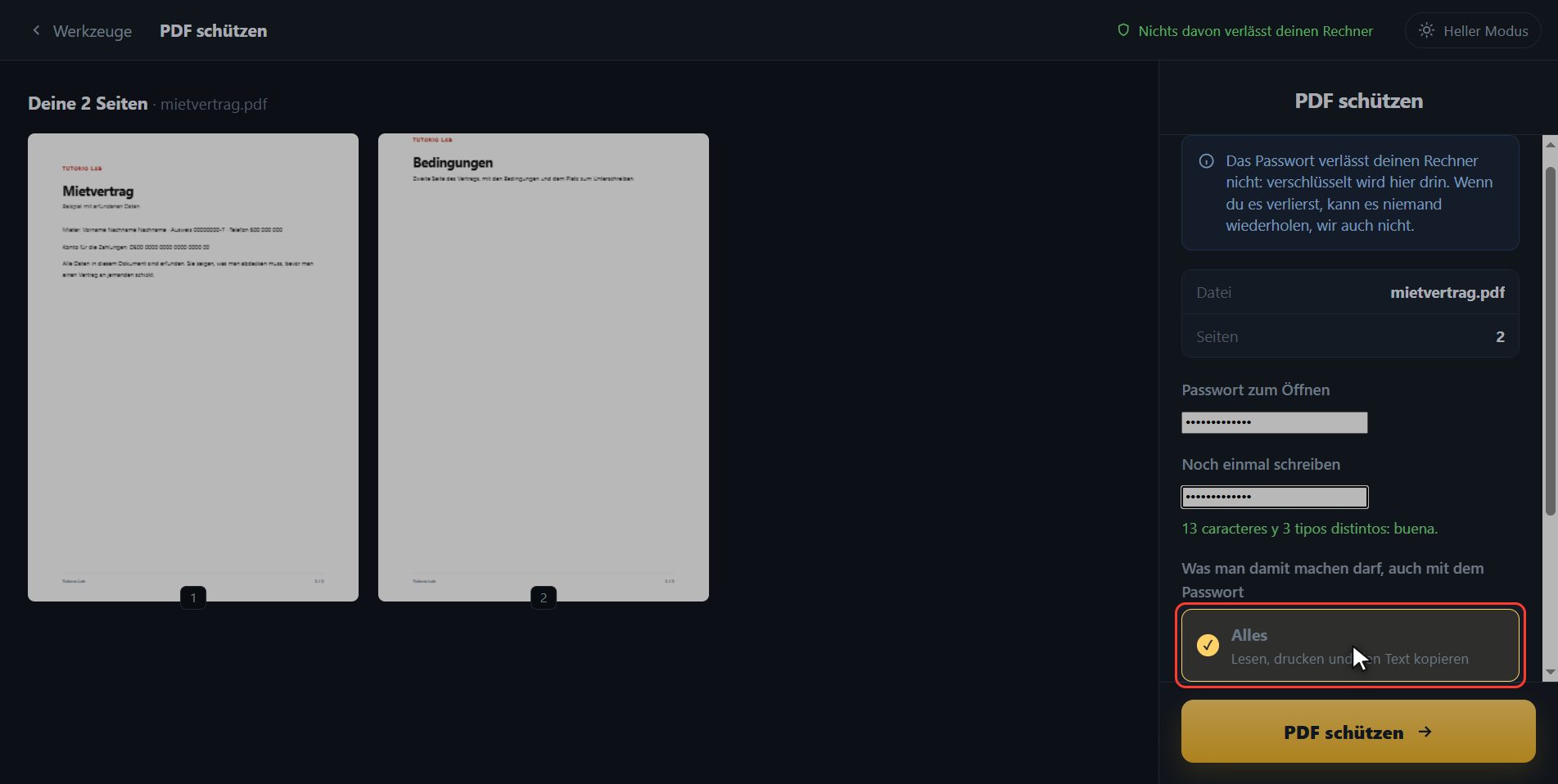 Such aus, was erlaubt ist — Wie man ein PDF mit Passwort schützt