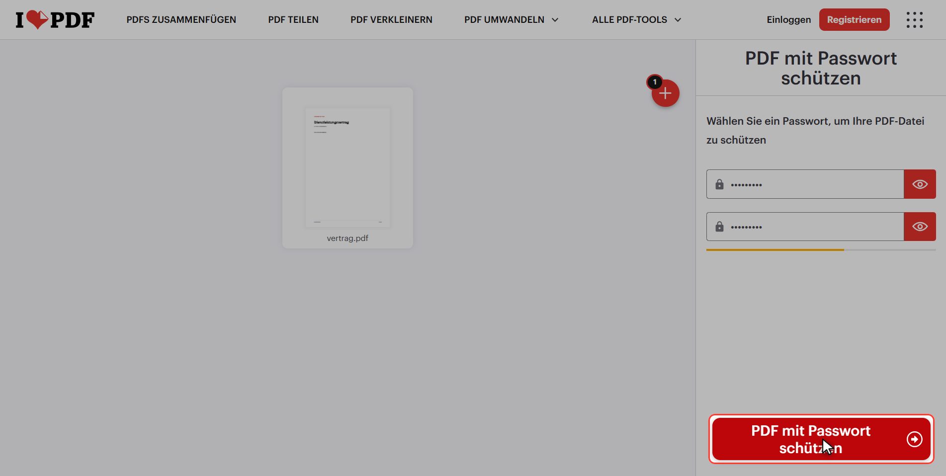 "PDF mit Passwort schützen" — Ein PDF mit Passwort schützen