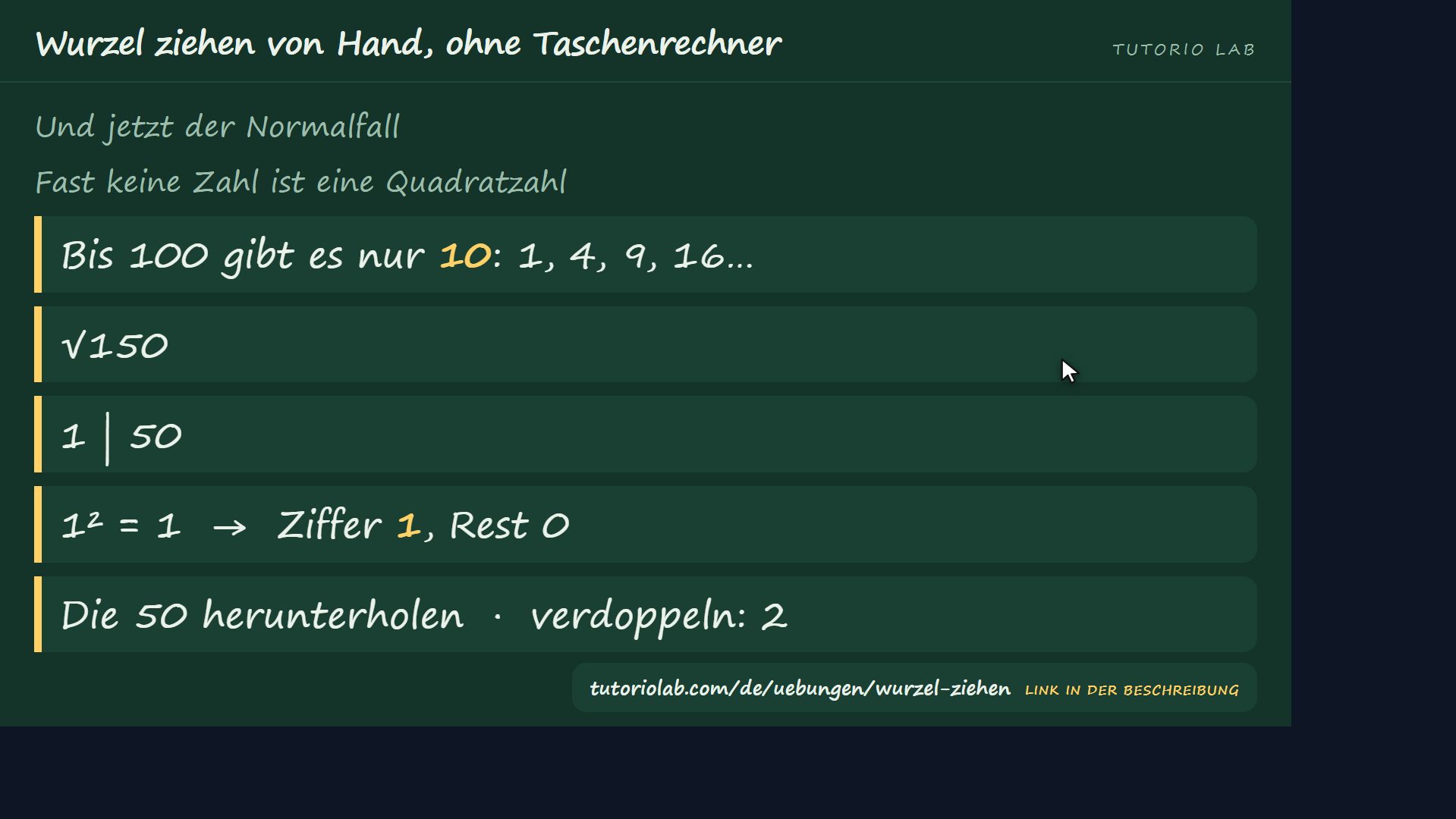 Wenn sie nicht aufgeht — Wurzel ziehen von Hand, ohne Taschenrechner