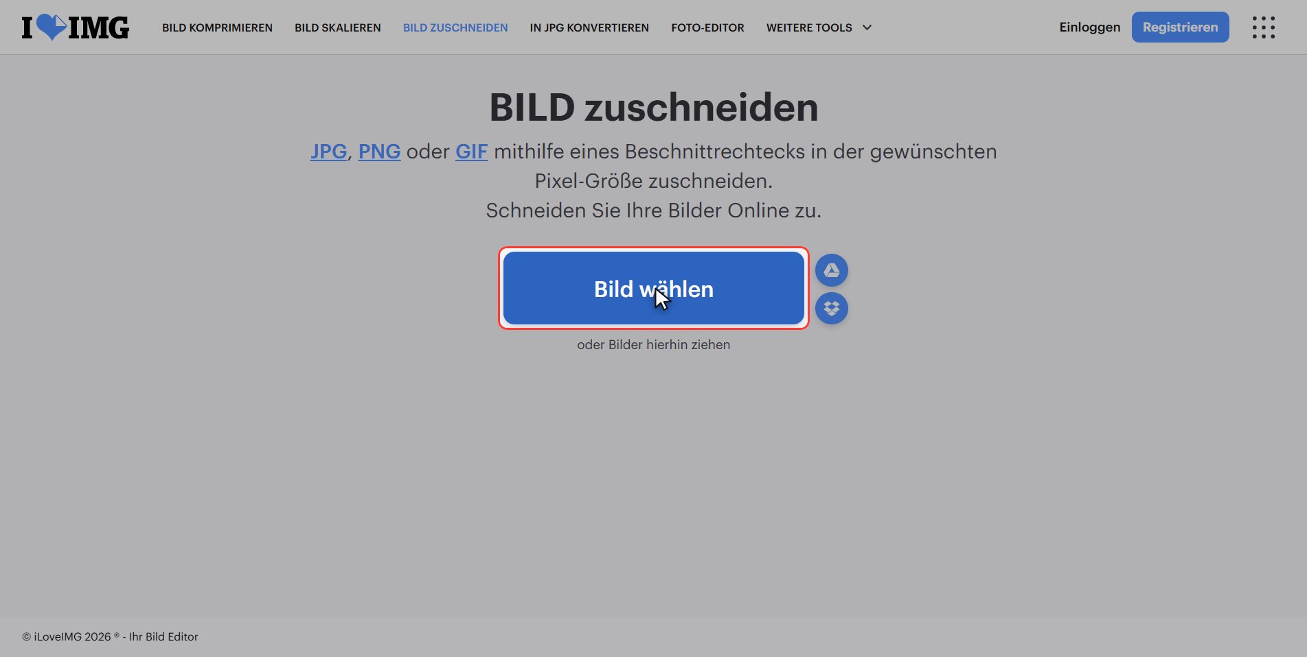 Lade dein Foto hoch — Ein Bild zuschneiden