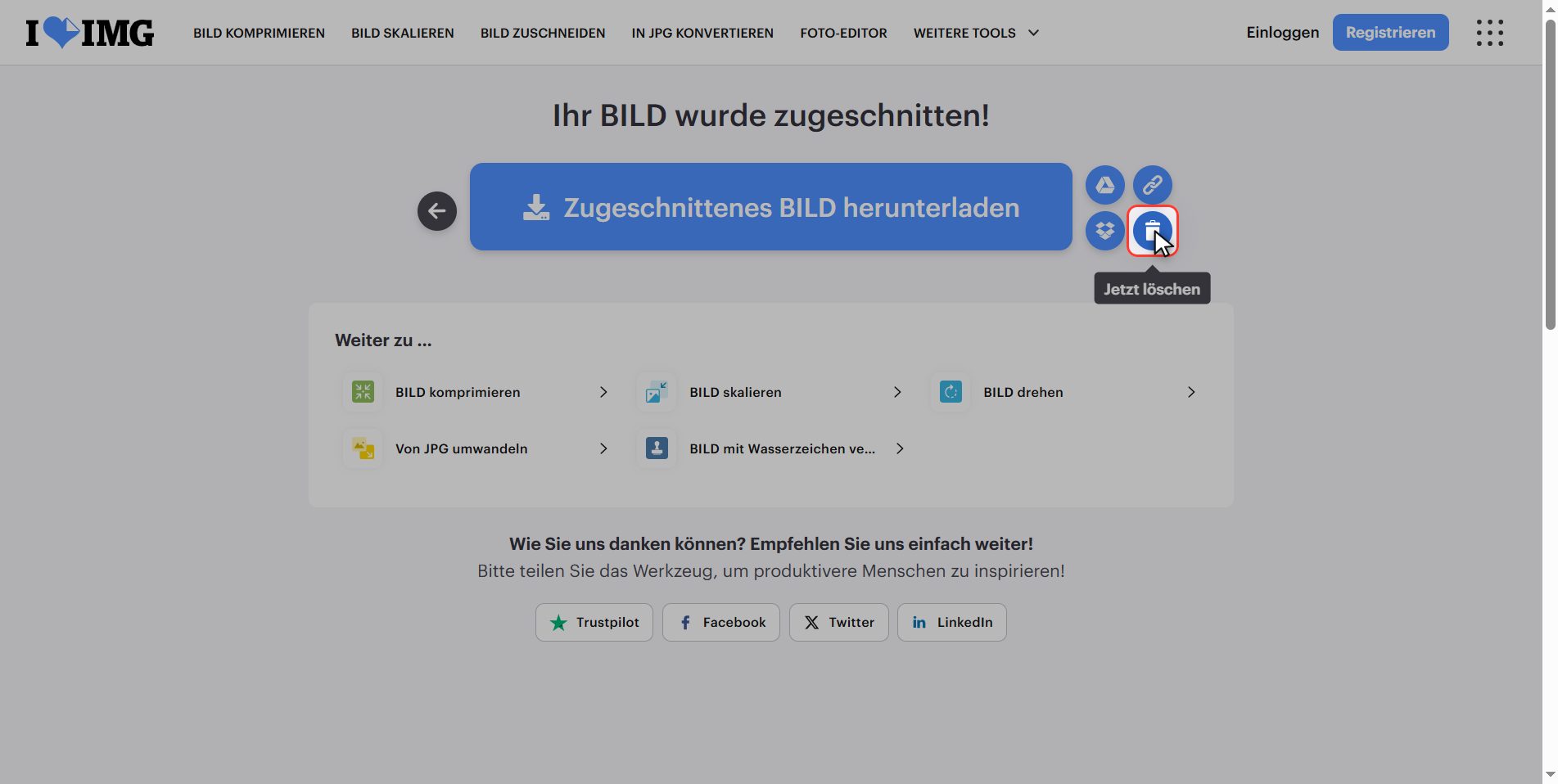 Was mit deinen Dateien passiert — Ein Bild zuschneiden