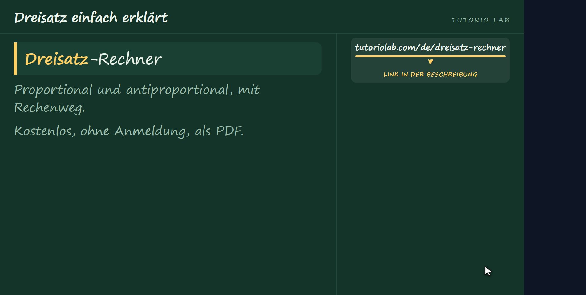 Die Website rechnet es für dich — Dreisatz einfach erklärt