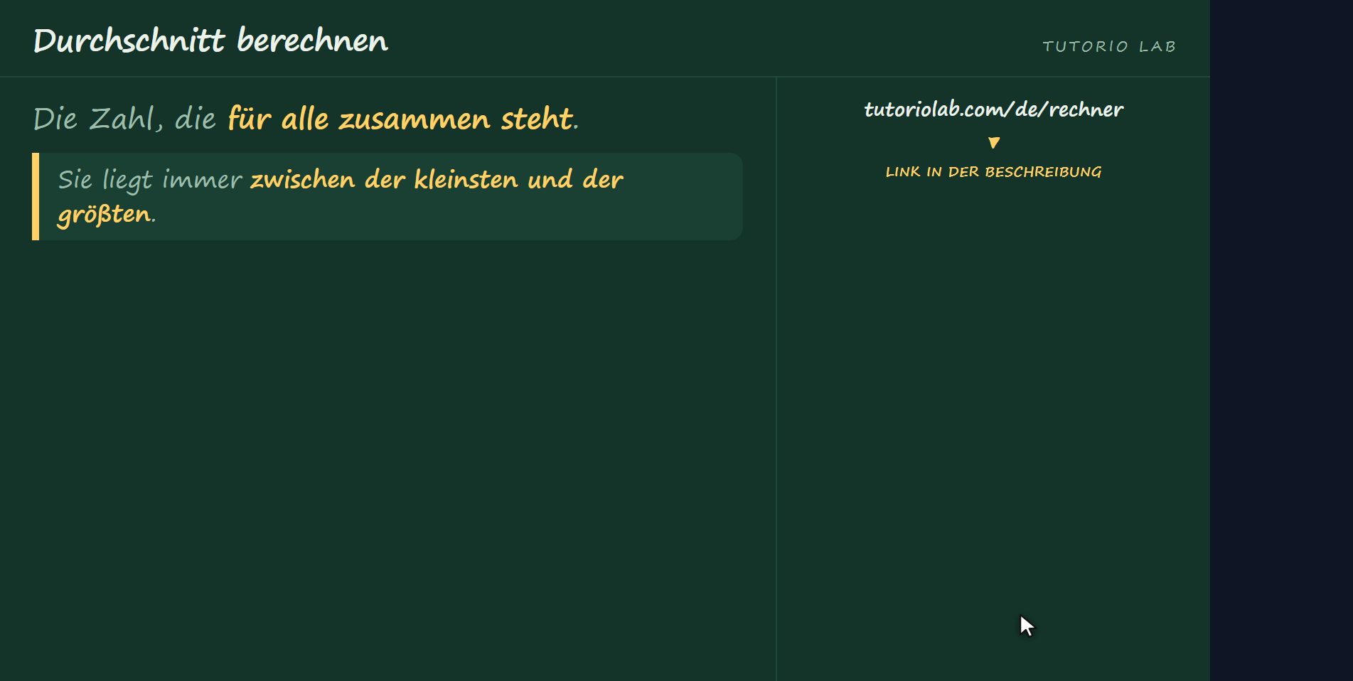Wofür er steht — Durchschnitt berechnen
