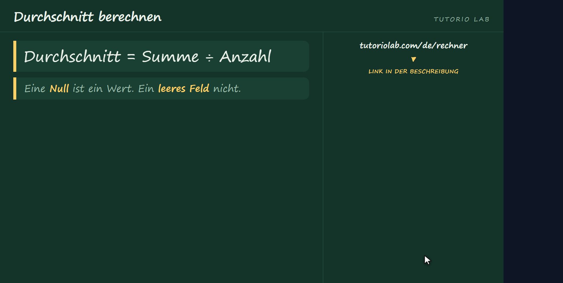 Die Formel — Durchschnitt berechnen