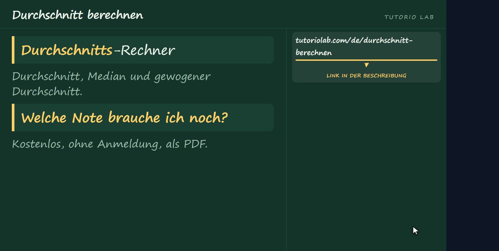Die Website rechnet es für dich — Durchschnitt berechnen