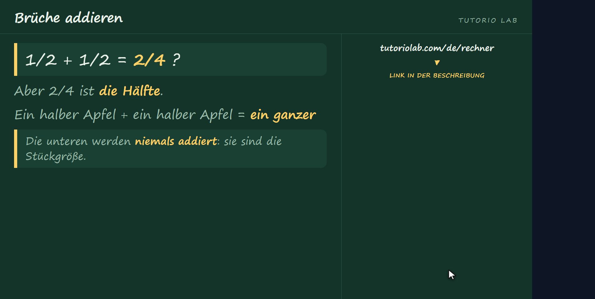 Der Fehler mit den unteren — Brüche addieren