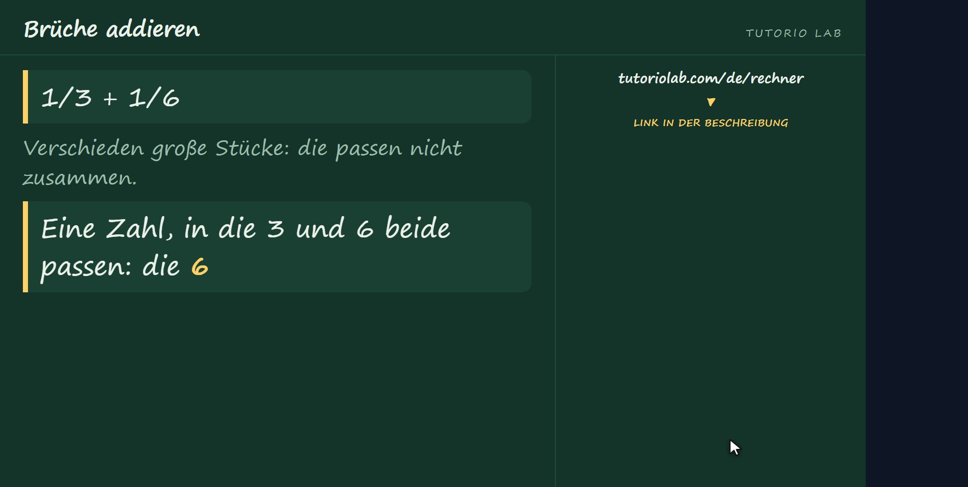 Der gemeinsame Nenner — Brüche addieren
