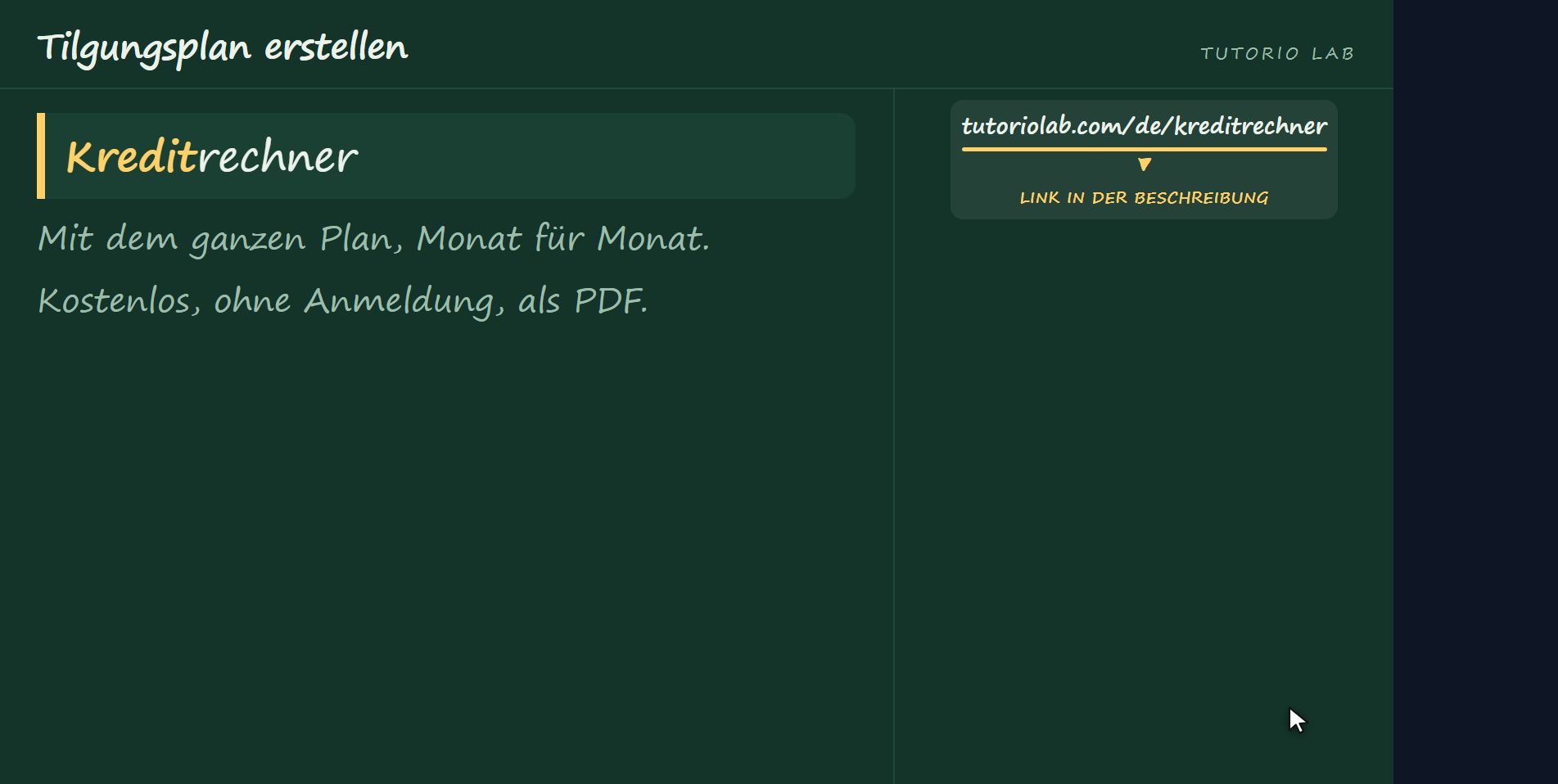 Die Website rechnet es — Tilgungsplan erstellen