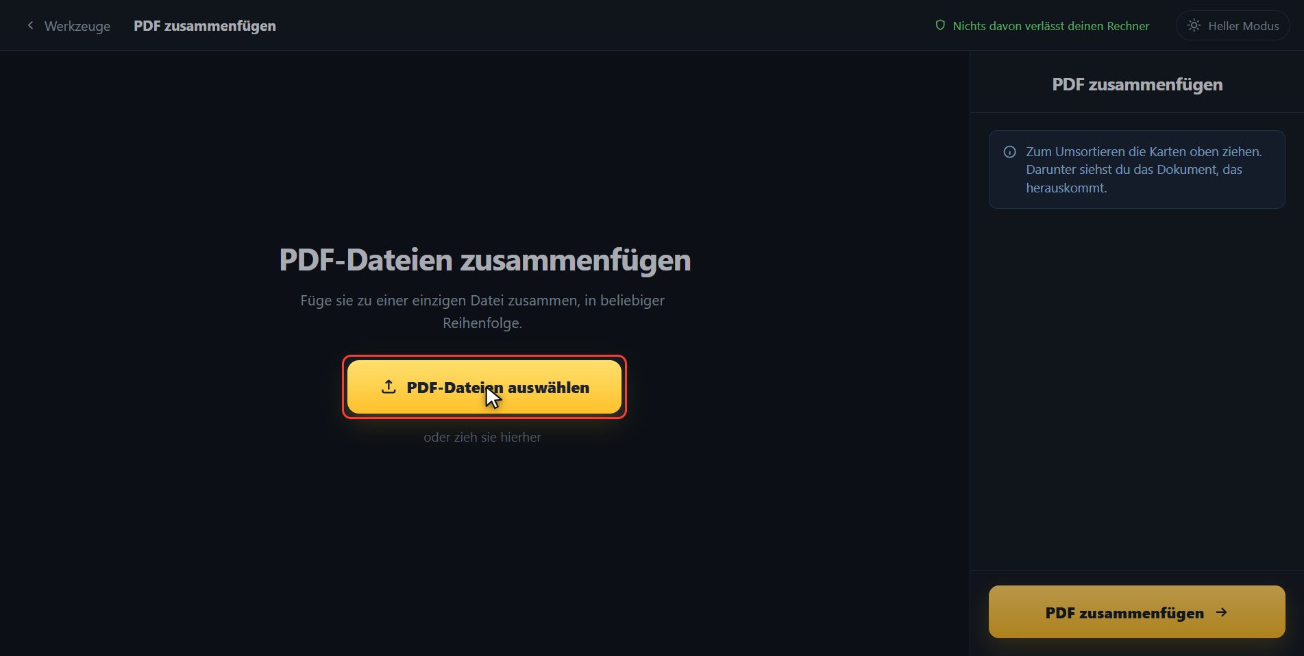 Dateien hineinlegen — Wie man mehrere PDF zu einem zusammenfügt