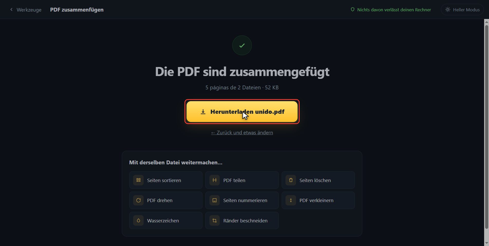 Herunterladen und weitermachen — Wie man mehrere PDF zu einem zusammenfügt