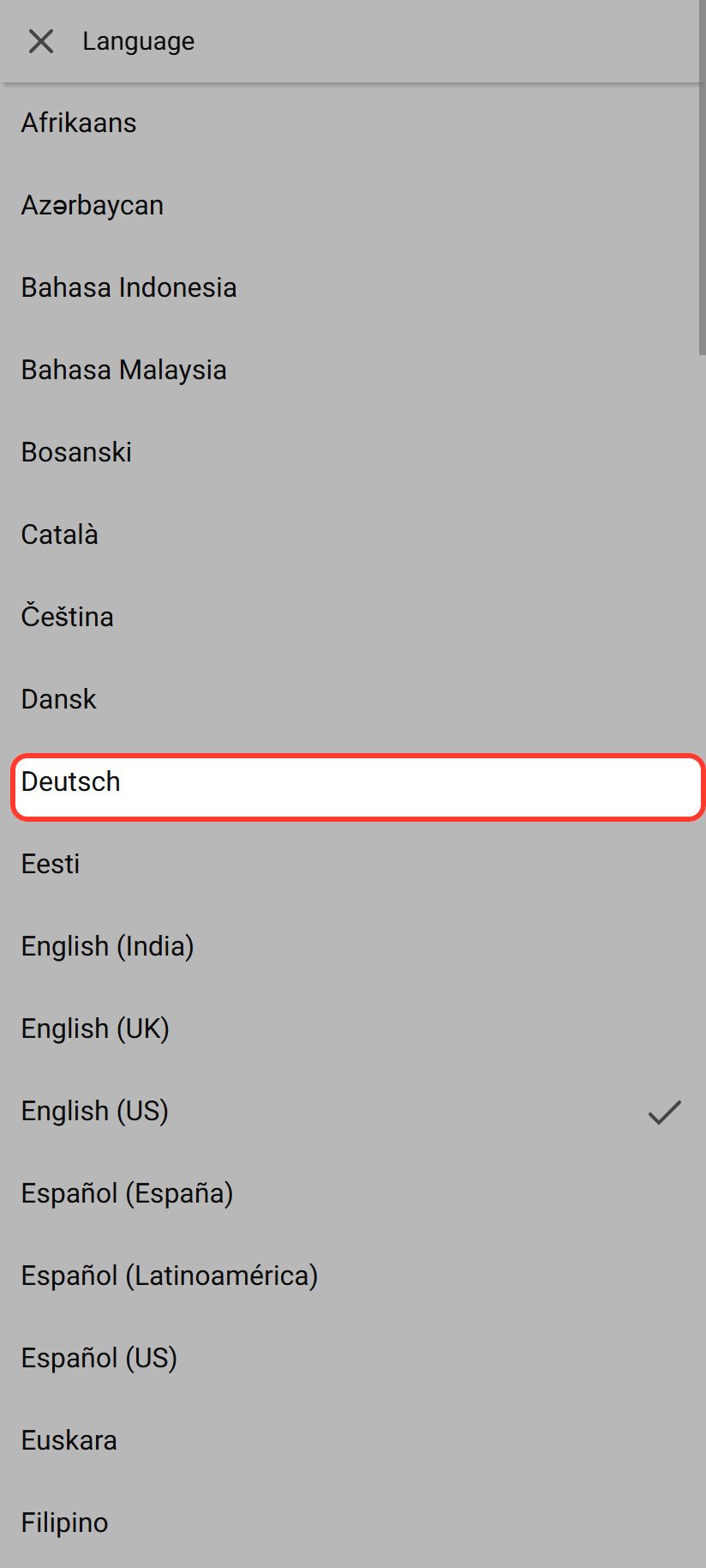 Deutsch auswählen