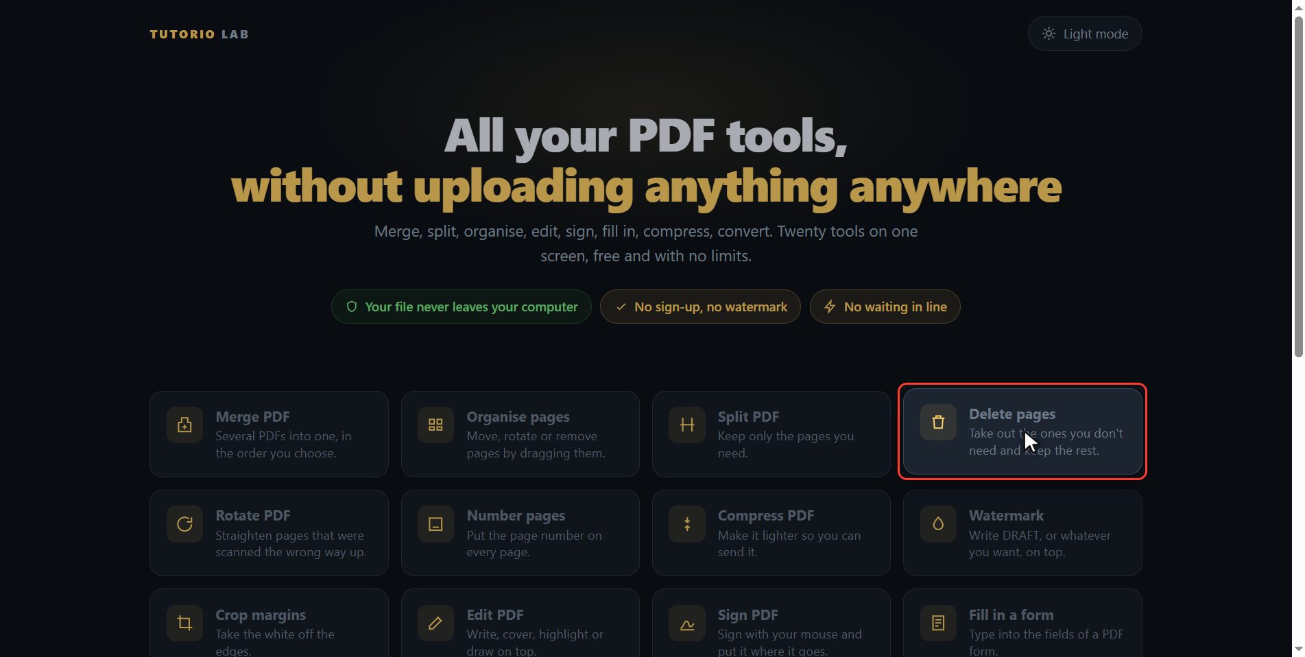 Click "Delete pages" — How to delete pages from a PDF