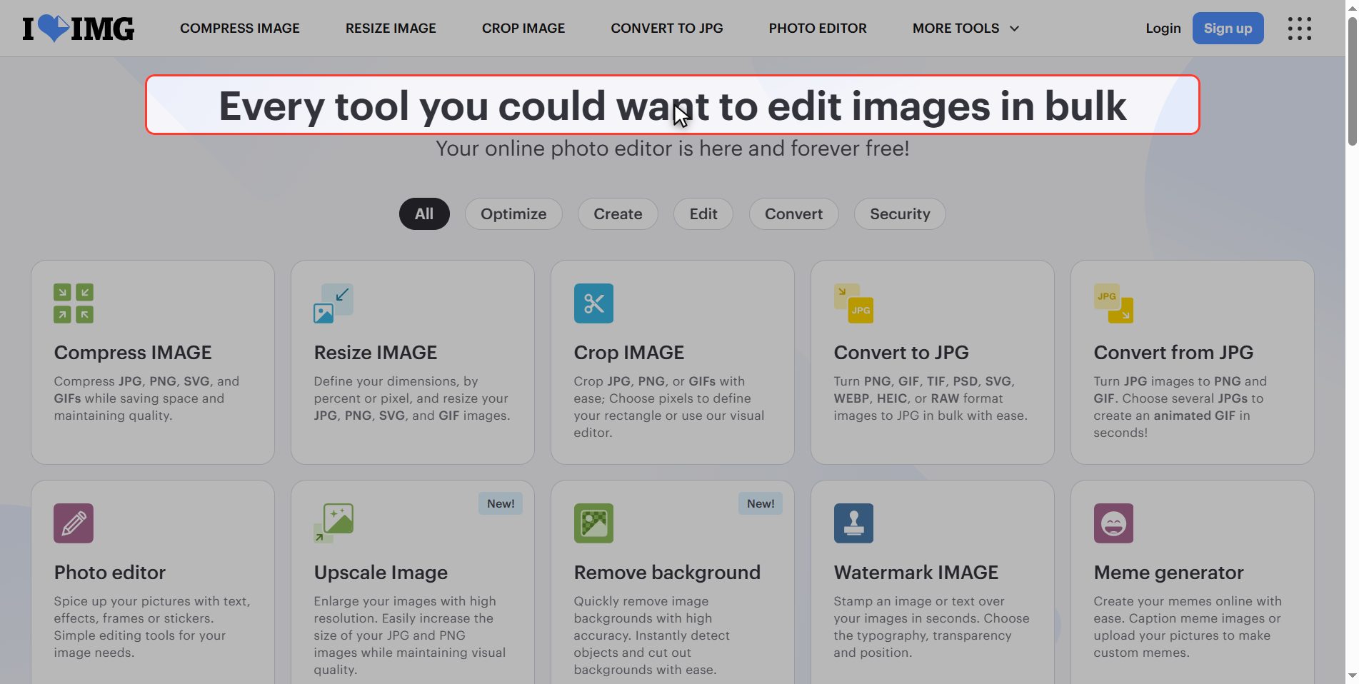 Go to iLoveIMG — How to make a photo smaller in size