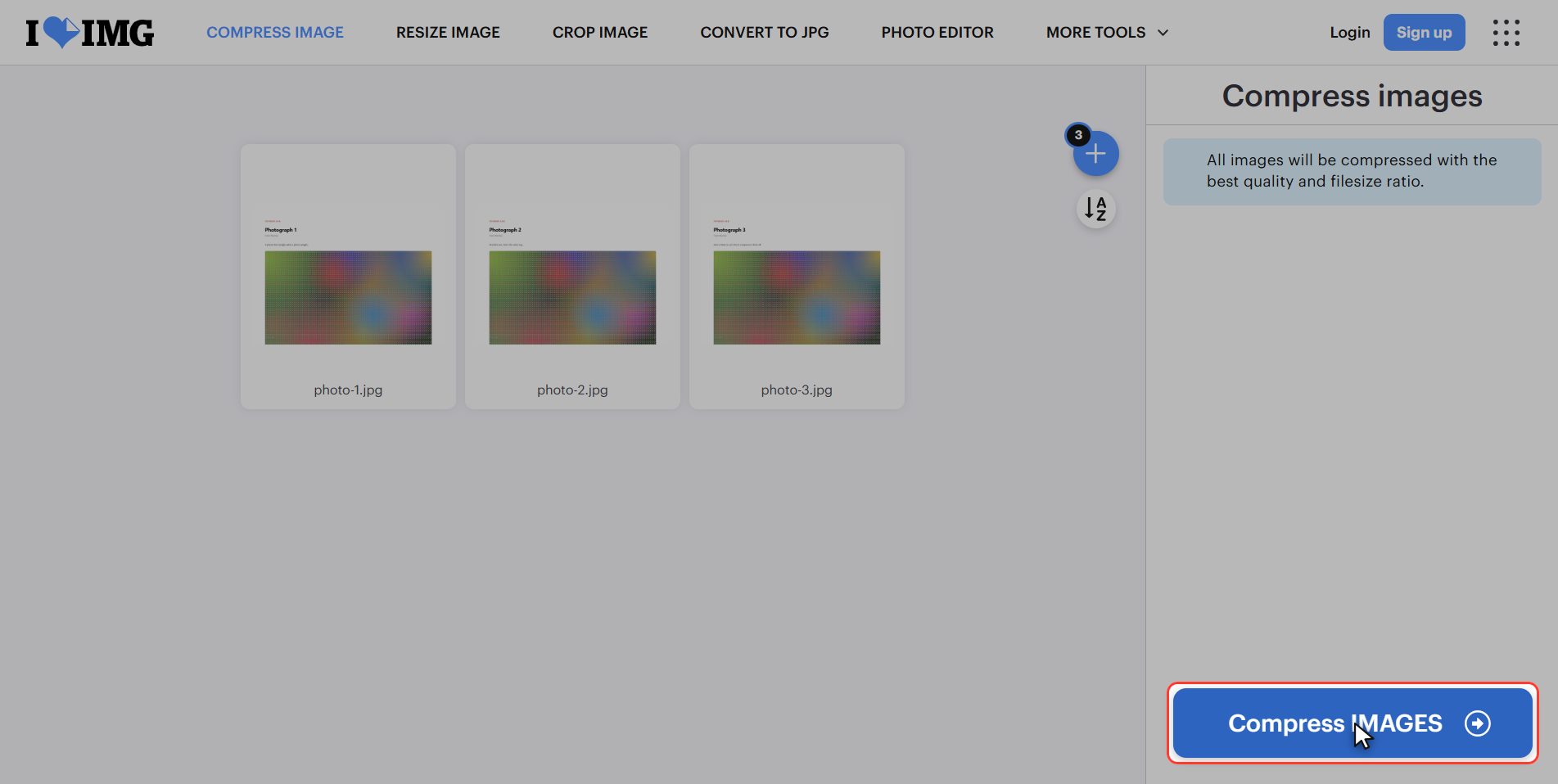 Click "Compress images" — How to make a photo smaller in size
